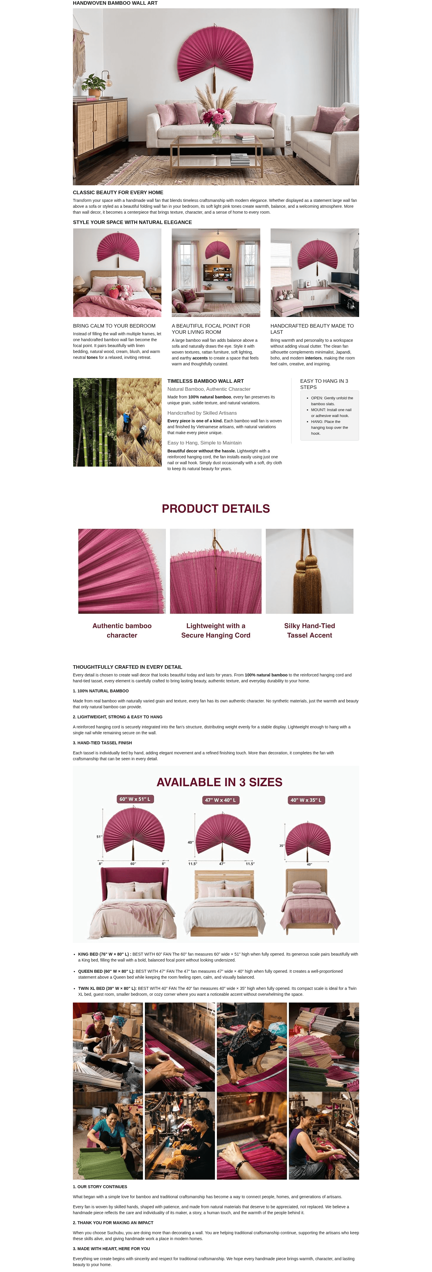 A+ for SUCHUBU Pink Bamboo Wall Fan