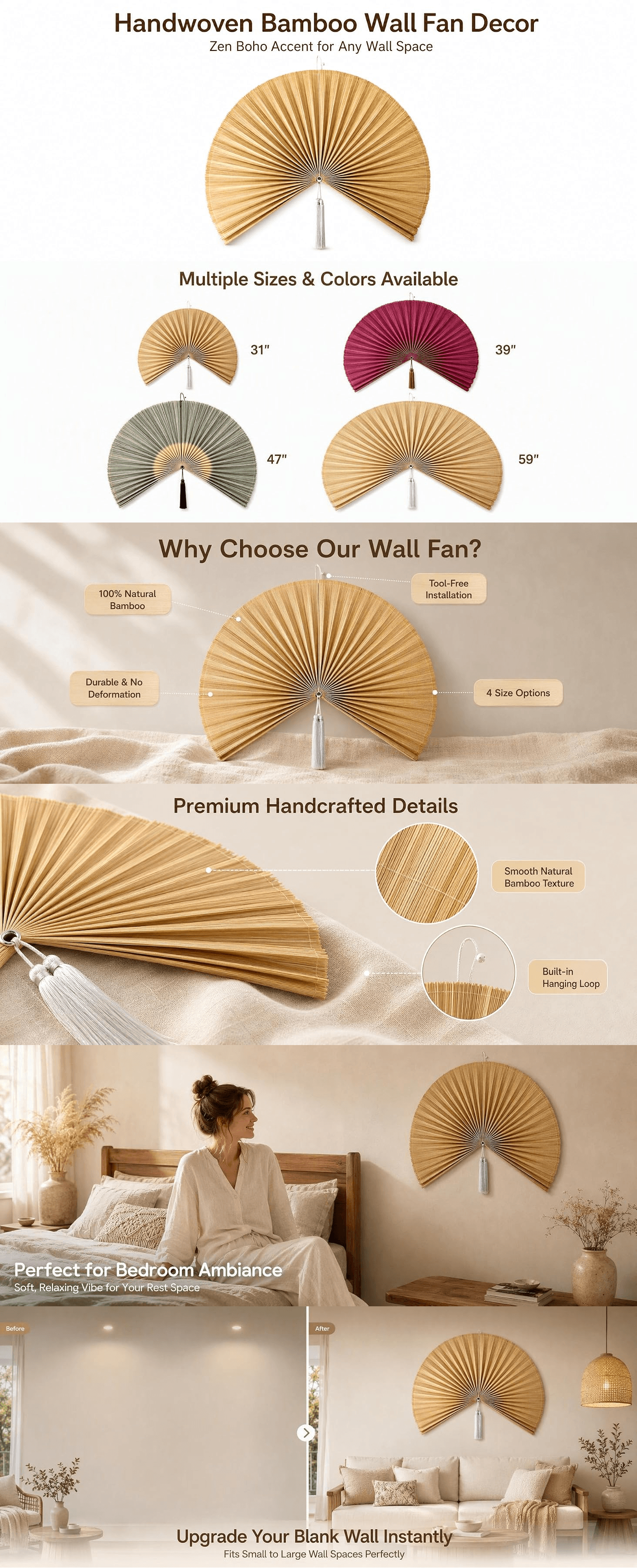 Displays the brand's complete product portfolio with multiple size and color variants to help shoppers choose the right option for their space. Showcases multiple product benefits including natural…