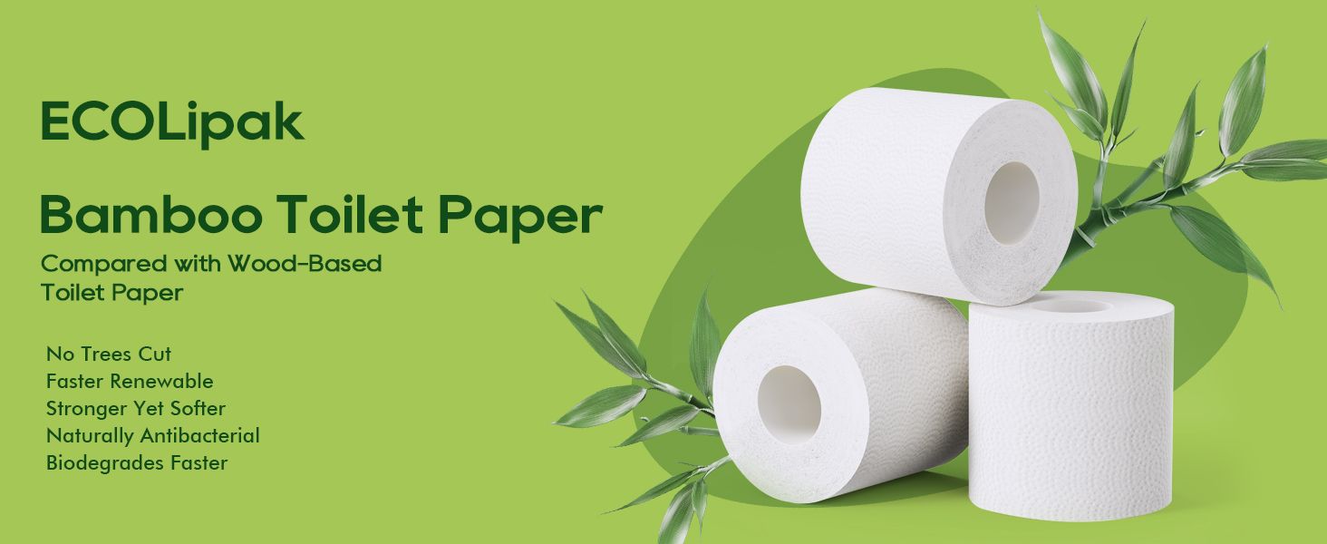 Highlights multiple eco-friendly benefits of bamboo toilet paper compared to traditional wood-based options to appeal to environmentally conscious shoppers.