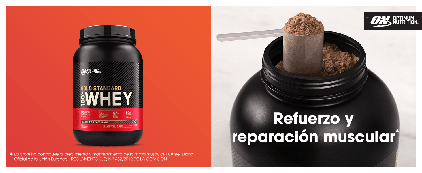 Communicates the primary benefit of the protein powder for muscle strengthening and recovery to reassure shoppers of its effectiveness.