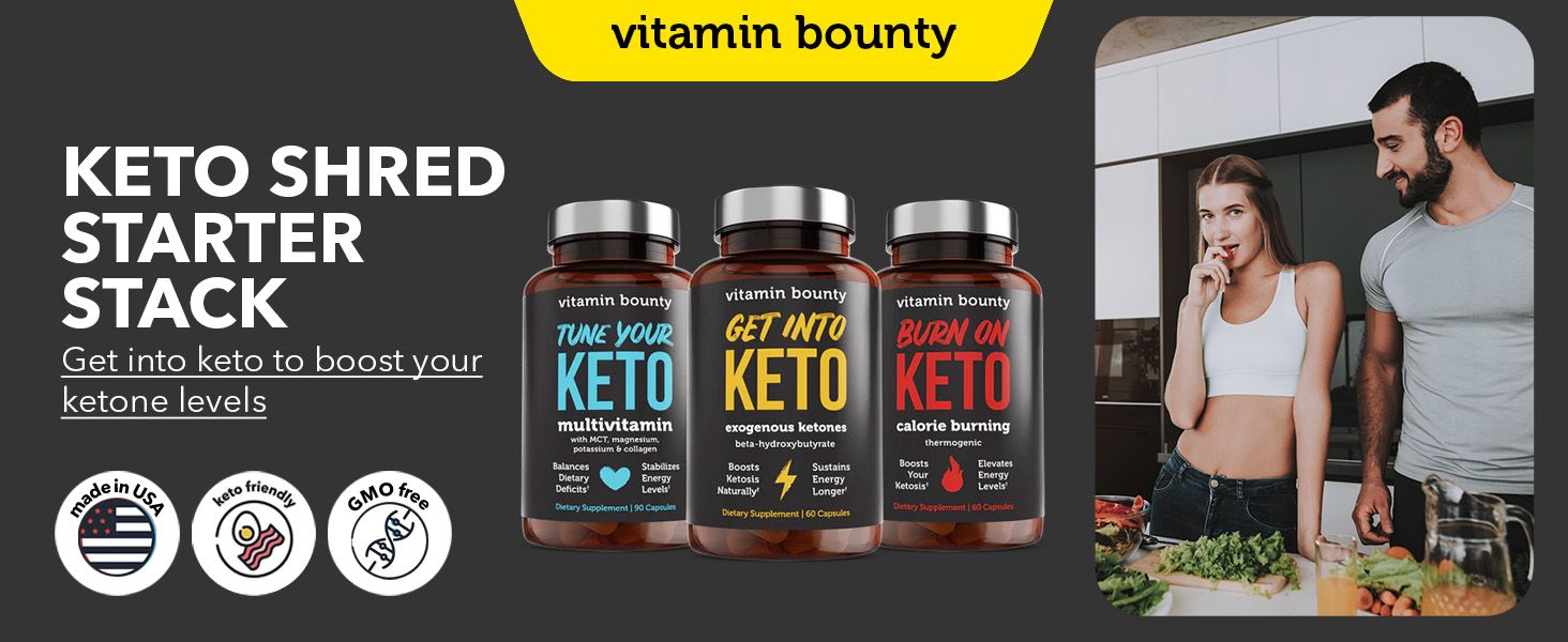 Showcases a three-product keto supplement bundle with distinct benefits for each product, helping shoppers understand the complete starter stack and its multiple advantages for keto lifestyle…