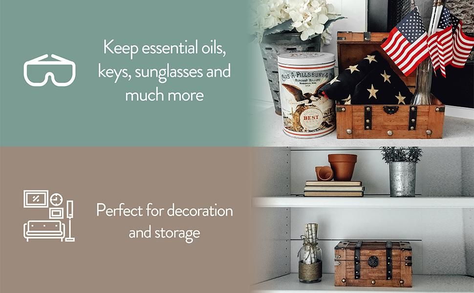 Demonstrates multiple ways the product can be used in real-world settings, showing it as both a functional storage solution and a decorative home accent piece. Highlights two distinct benefits in a…