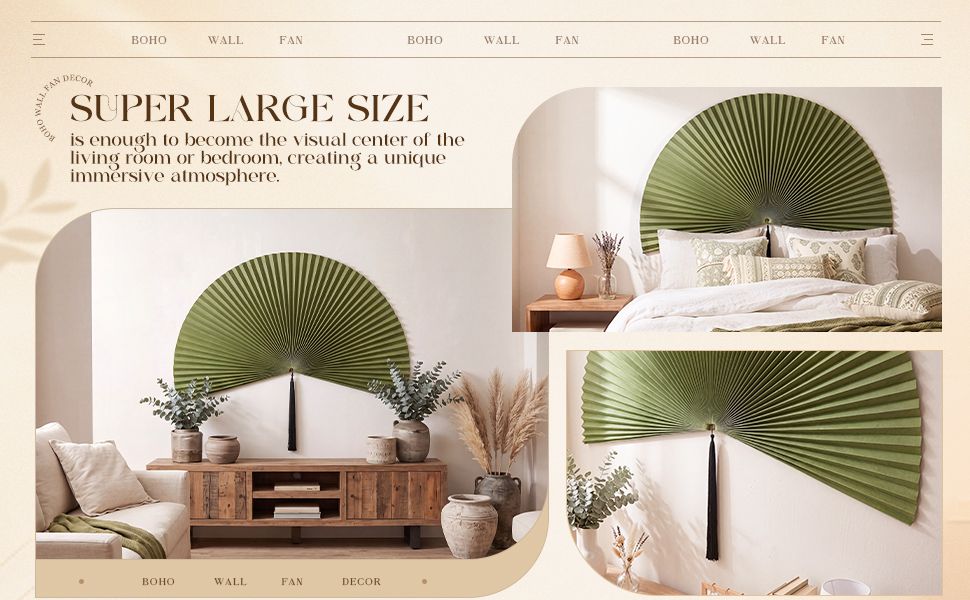 Communicates that the product is large enough to serve as a visual centerpiece in living rooms or bedrooms, helping shoppers understand the scale and decorative impact. Demonstrates versatility by…