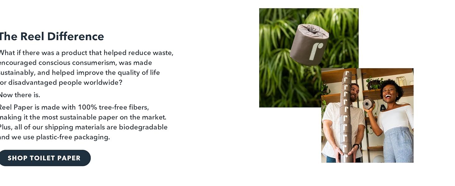 Highlights multiple eco-friendly and socially responsible aspects of the product to appeal to conscious consumers. Shows people using the product in a home setting to help shoppers envision how it…