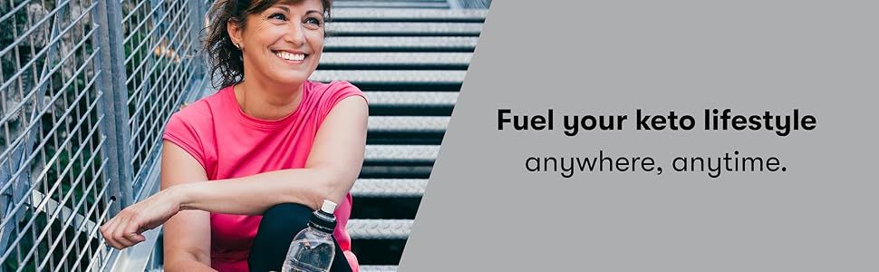 Communicates the convenience and flexibility of using the product to support a keto lifestyle in any setting, helping shoppers envision easy integration into their active lives.