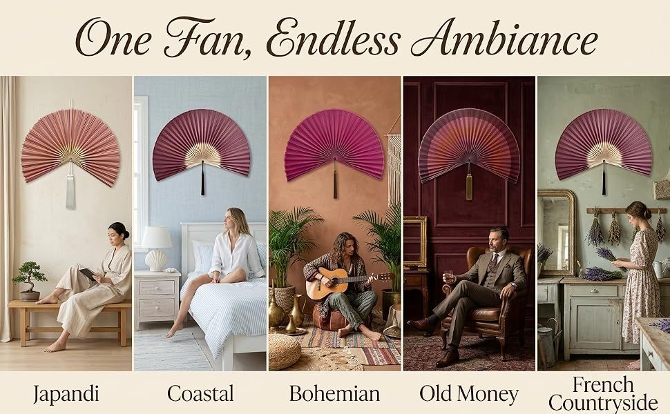 Demonstrates how the decorative fan works across multiple interior design styles and room types, helping shoppers visualize the product's versatility in their own homes. Showcases the brand's…