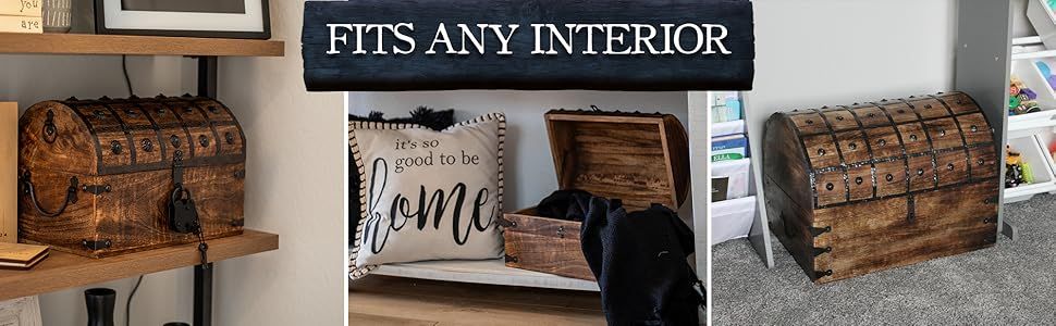 Demonstrates the product's versatility by showing it styled in multiple different interior settings to reassure shoppers it will fit their home decor. Communicates the key benefit that this storage…