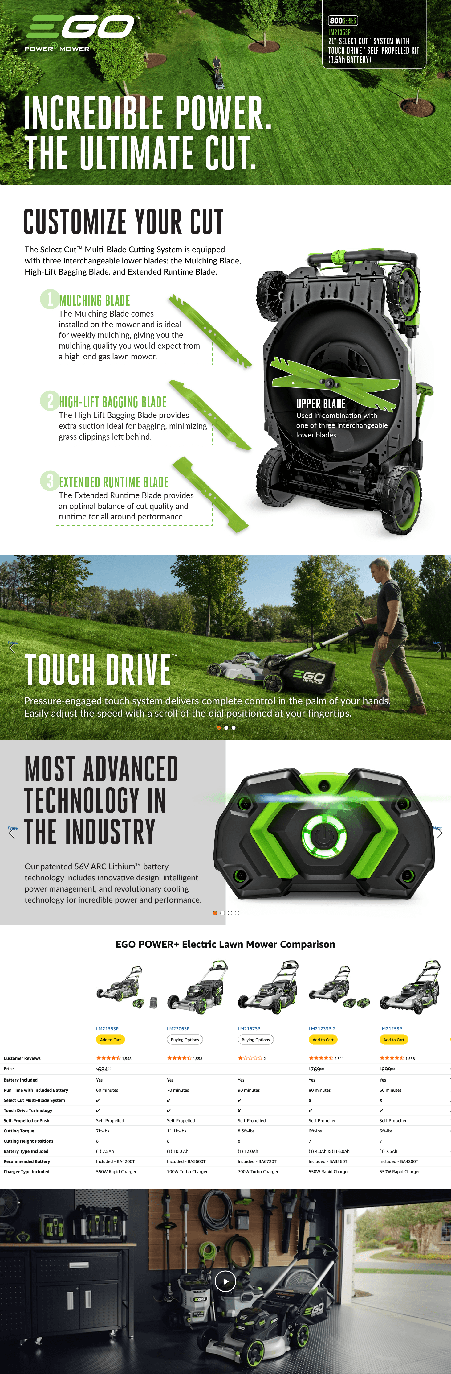 Amazon.com: EGO POWER+ Electric Lawn Mower: A+ Premium