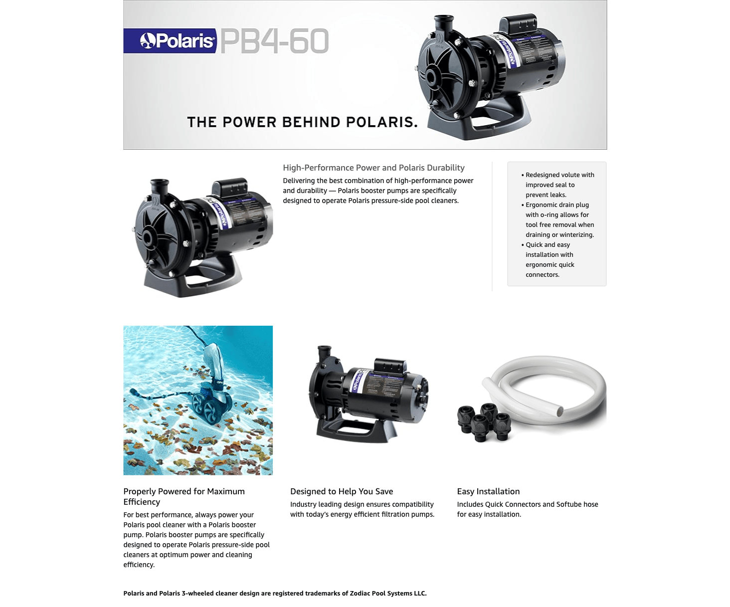 Amazon.com : Polaris PB4-60 Booster Pump with 60-Hertz Motor : Portable Power Water…: A+ Premium
