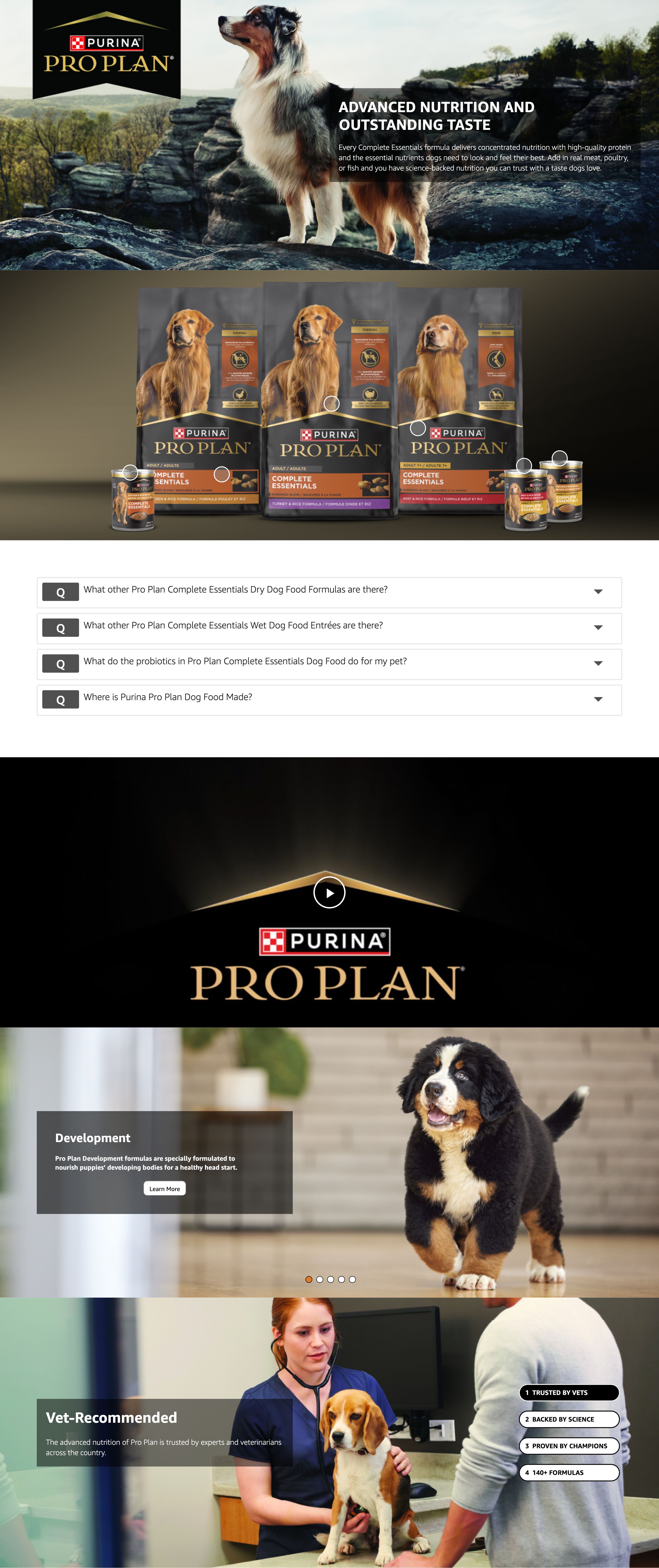 Amazon.com : Purina Pro Plan Complete Essentials Shredded Blend Beef and Rice Dog Food…: A+ Premium