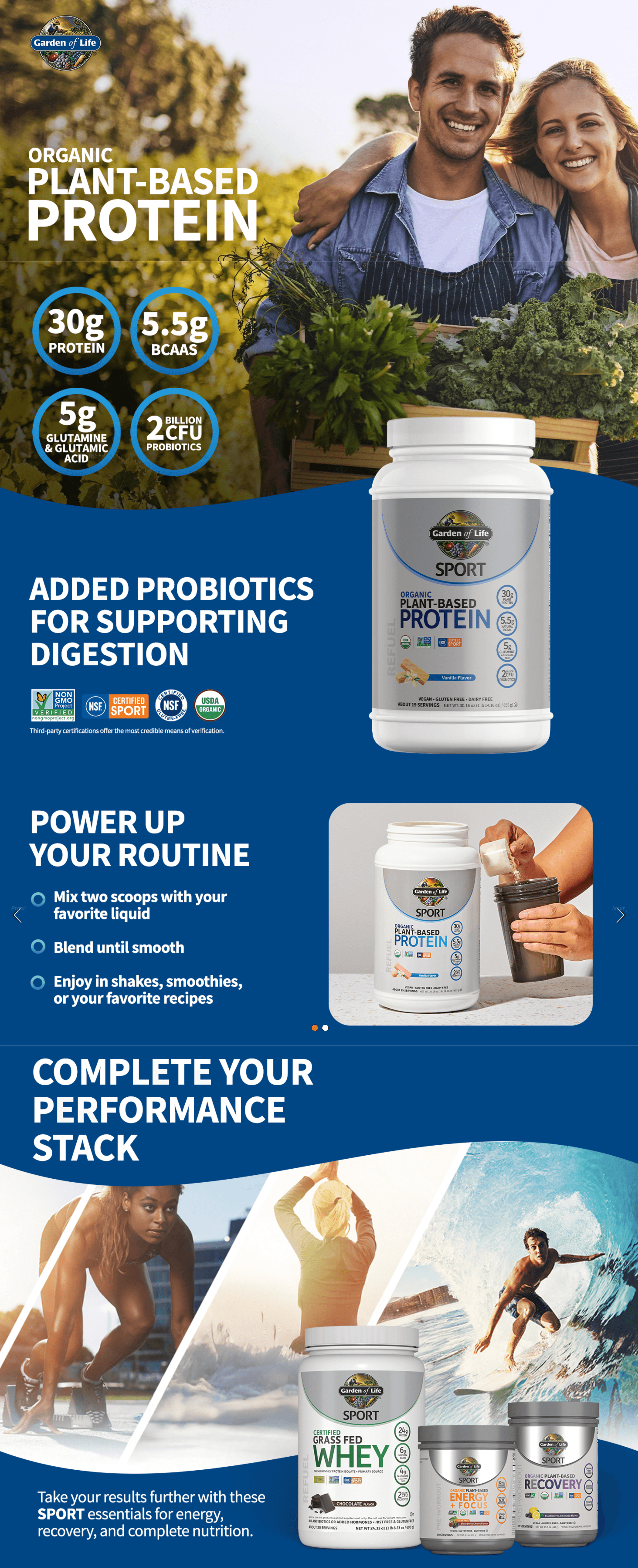 A+ Premium for Amazon.com: Garden of Life Sport Organic Vegan Protein Powder