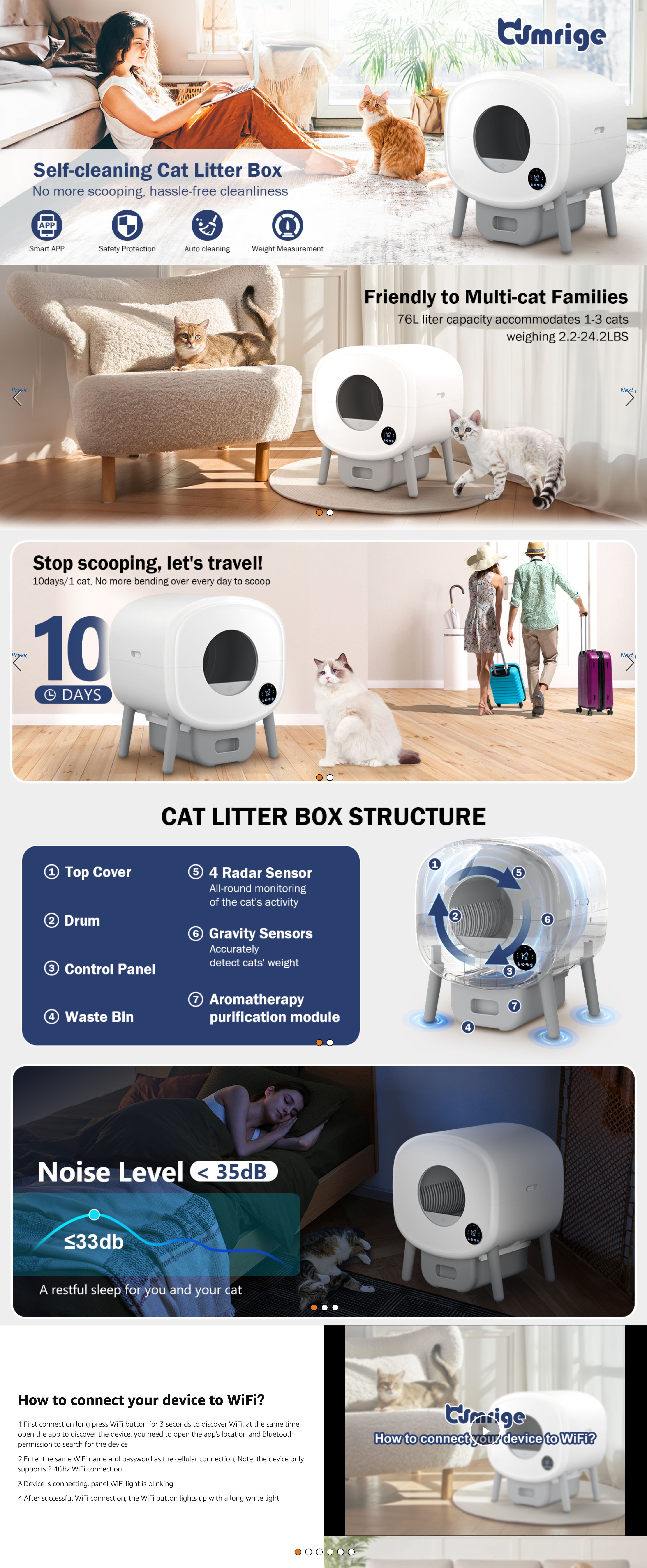 Amazon.com: Cumrige Self Cleaning Litter Box: A+ Premium