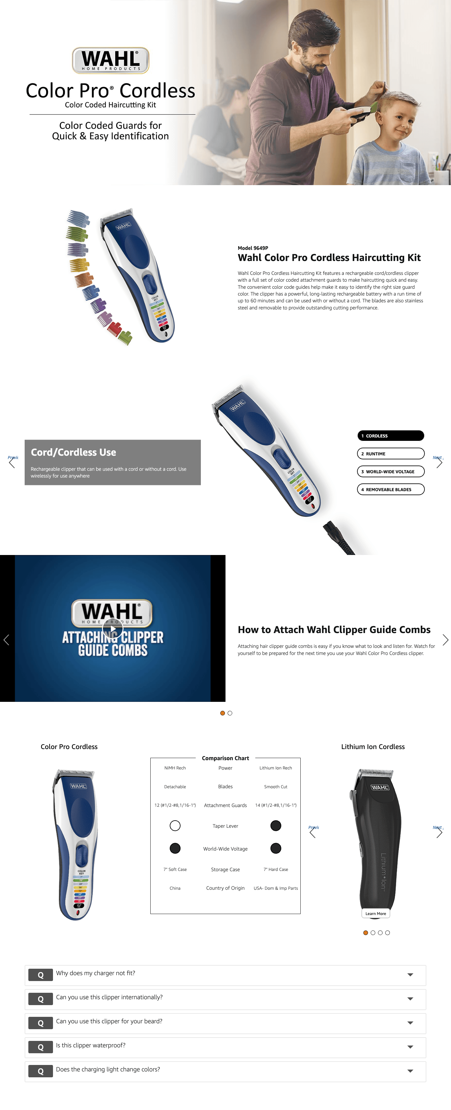 Amazon.com: Wahl Color Pro Cordless Rechargeable Hair Clipper & Trimmer: A+ Premium