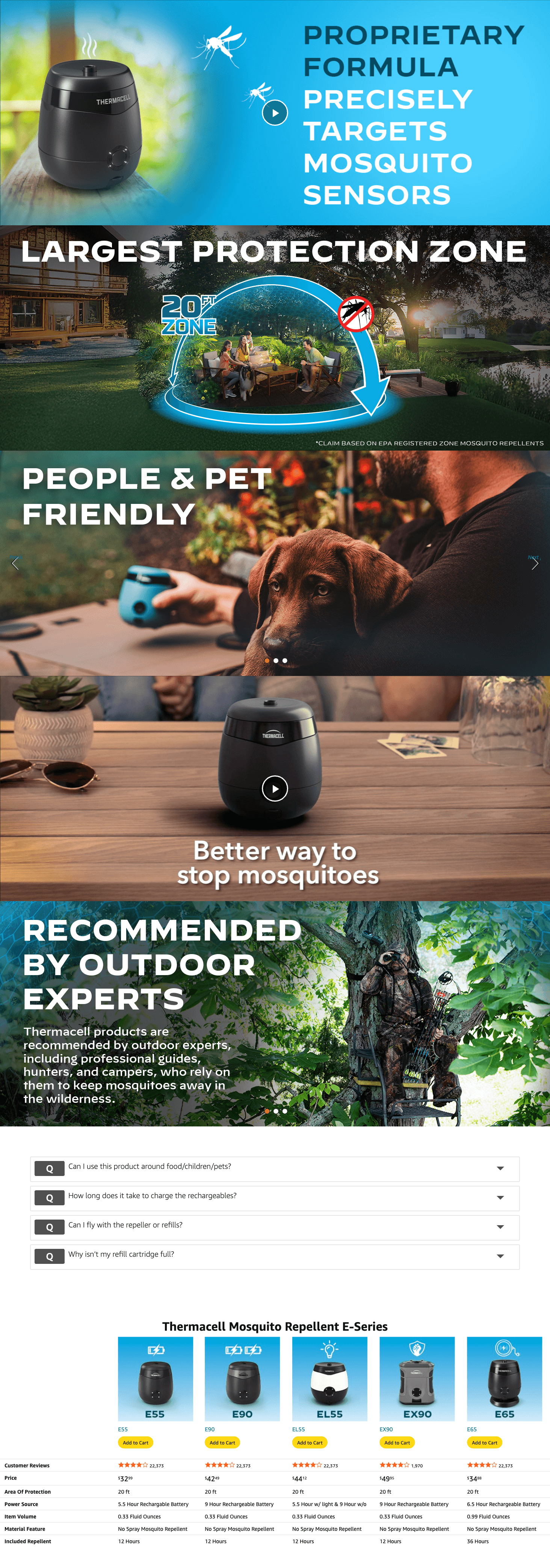 Amazon.com: Thermacell Mosquito Repellent E-Series Rechargeable Repeller; Patio Shield…: A+ Premium