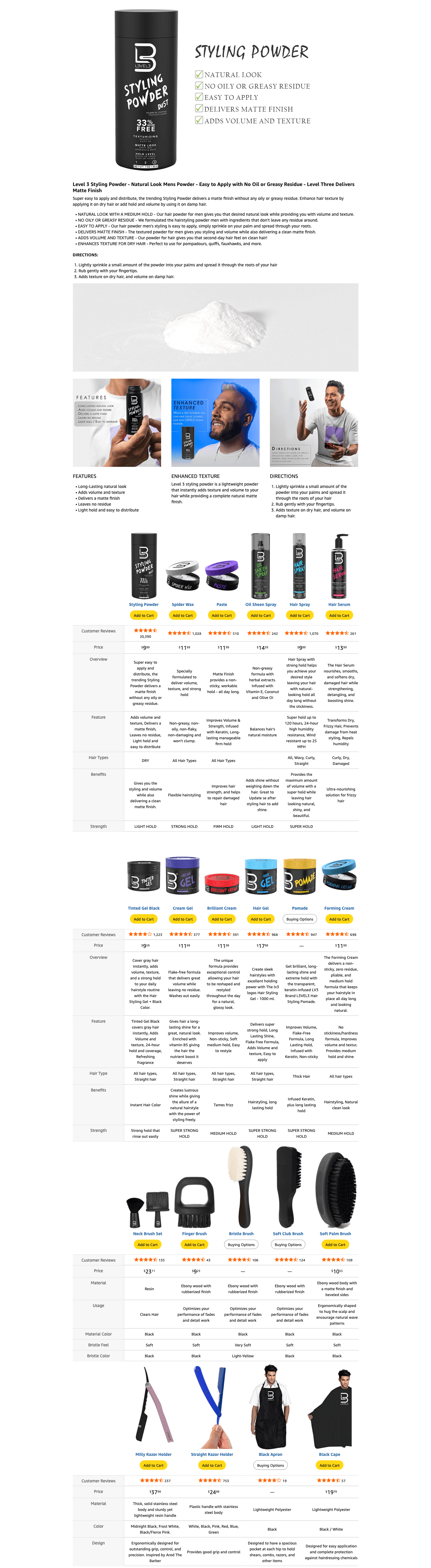 Amazon.com: L3 Level 3 Styling Powder: A+ Premium