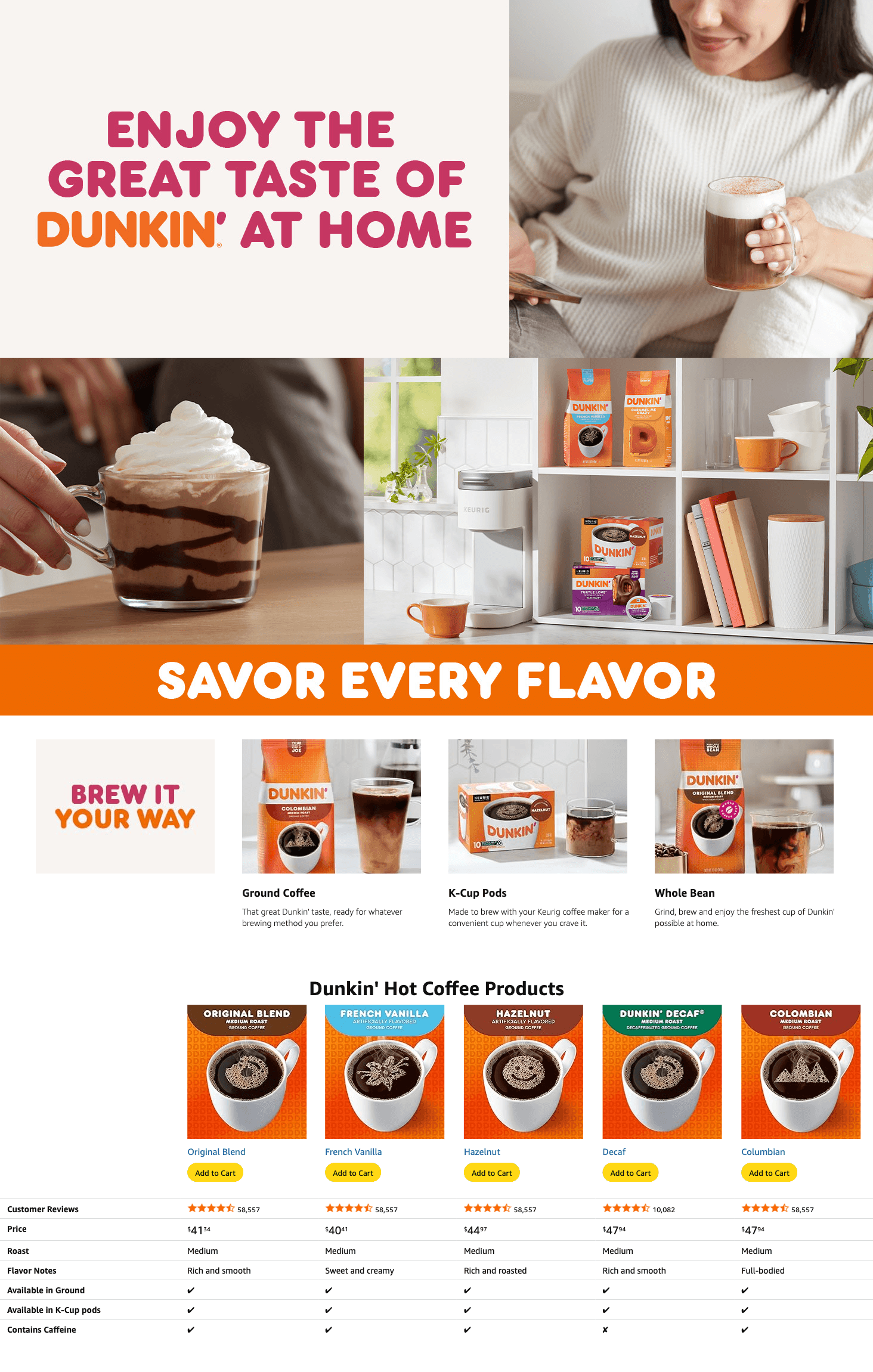Amazon.com: Dunkin' Original Blend Medium Roast Coffee: A+ Premium