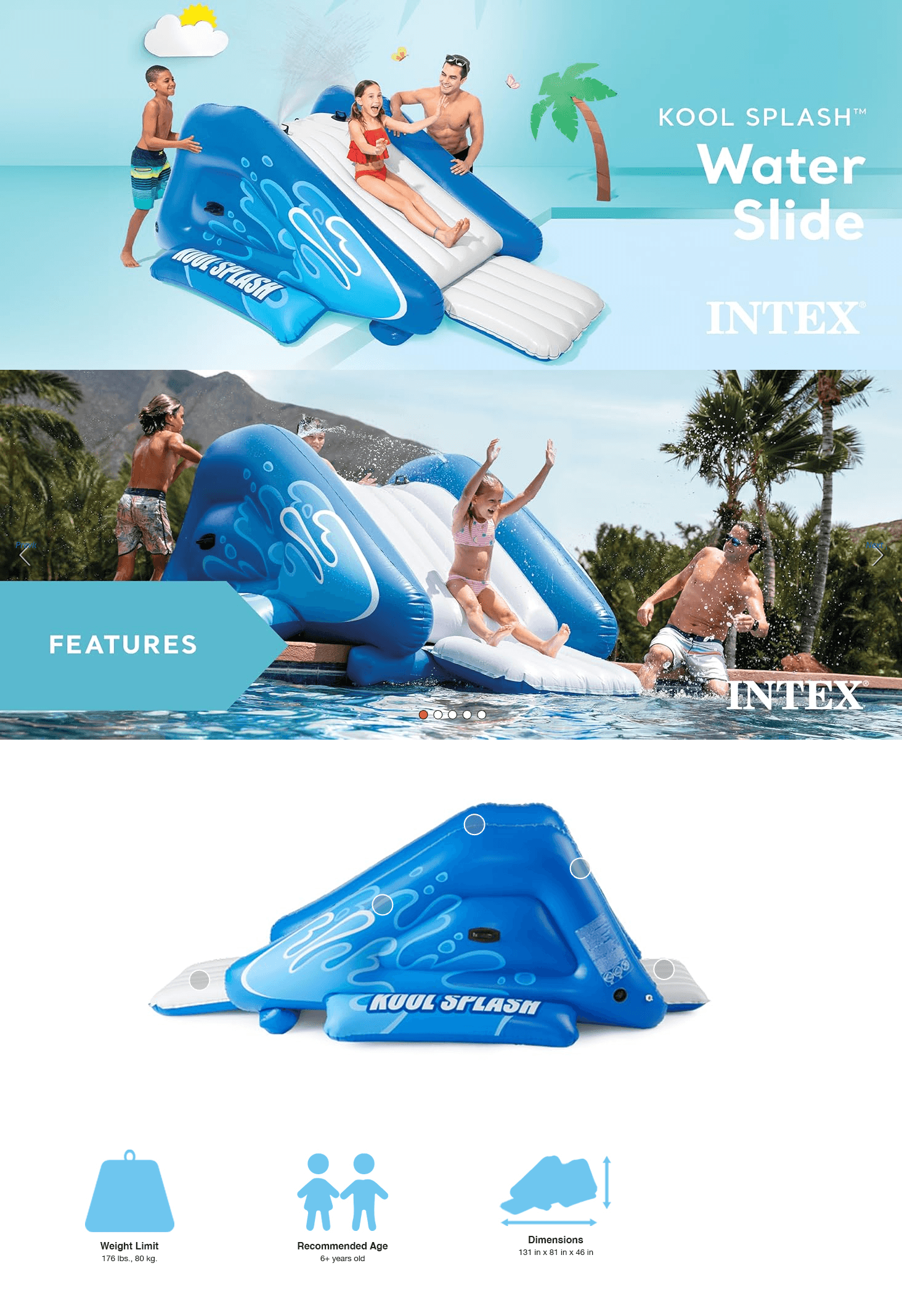 Amazon.com: Intex Kool Splash Inflatable Water Slide Swimming Pool Play Center with…: A+ Premium