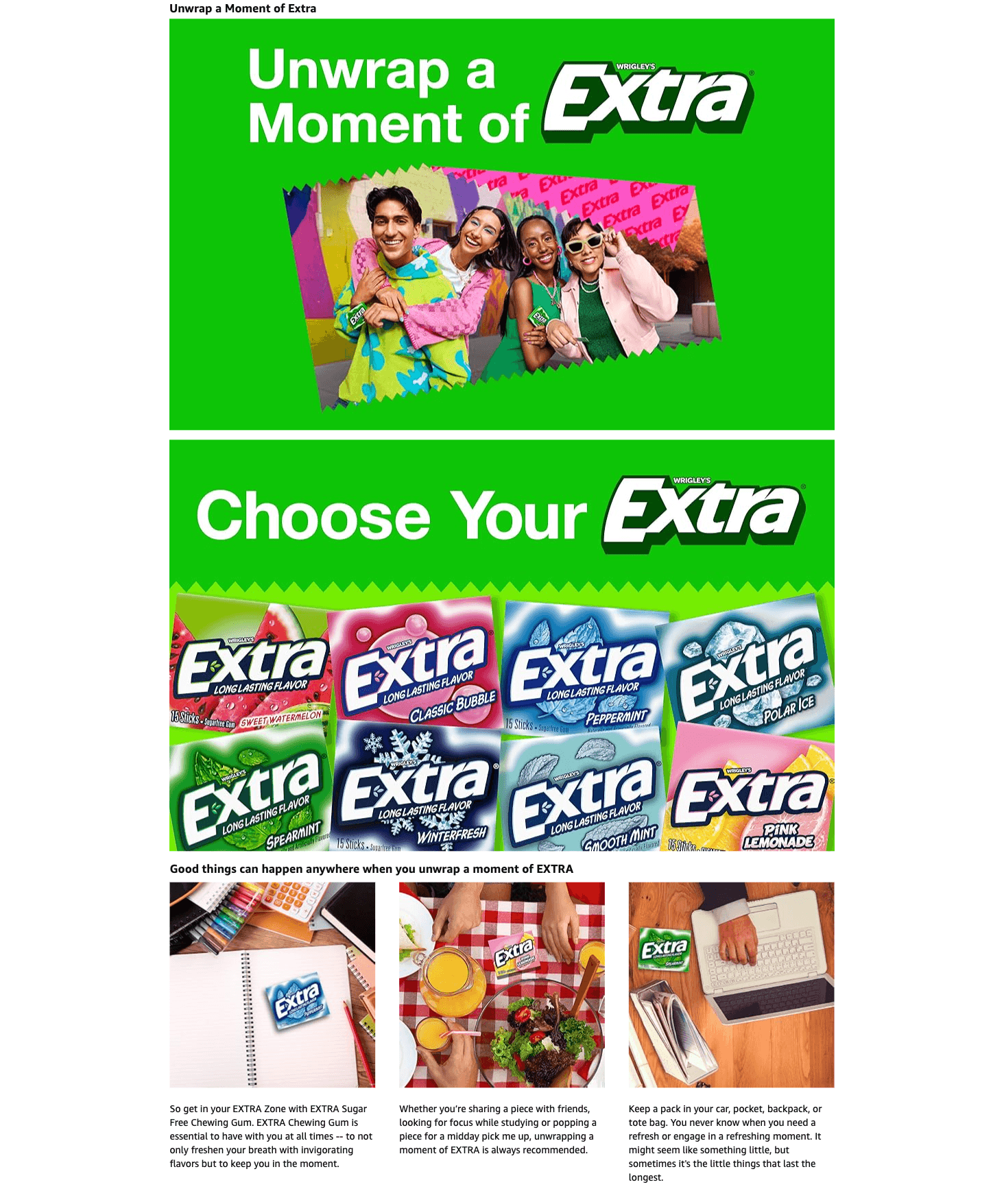 A+ Premium for Amazon.com: EXTRA Gum Spearmint Sugar Free Chewing Gum Individually Wrapped Mint Gum…