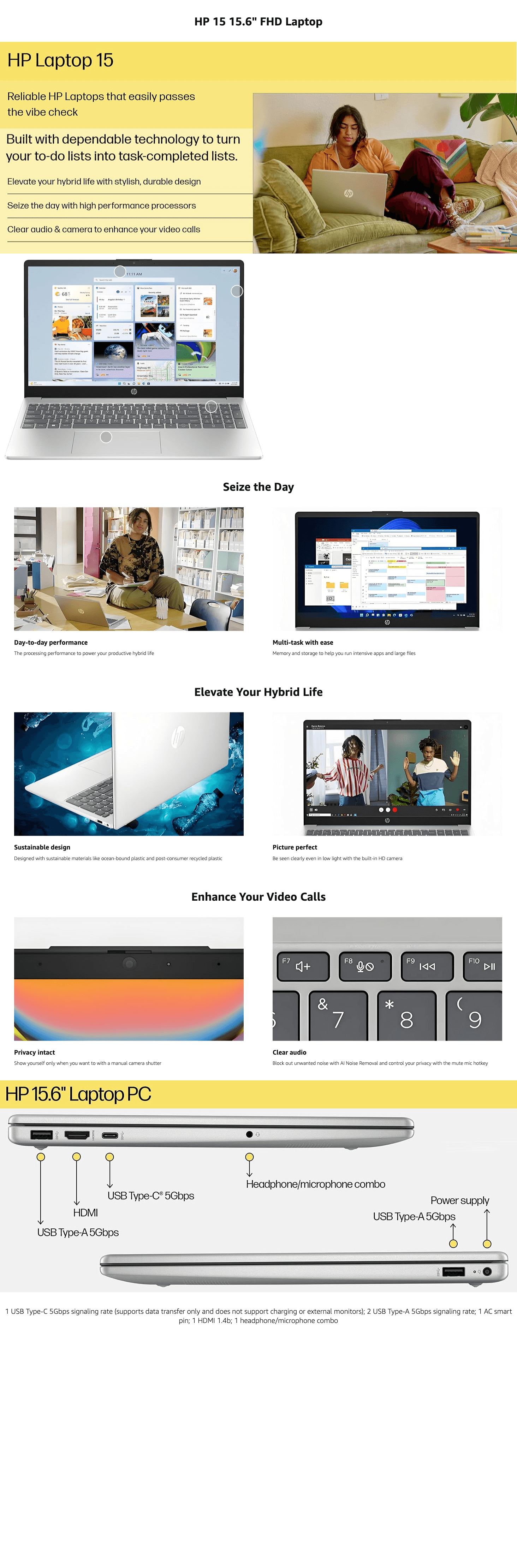 Amazon.com: HP 15 15.6" FHD Laptop Computer Student and Business: A+ Premium