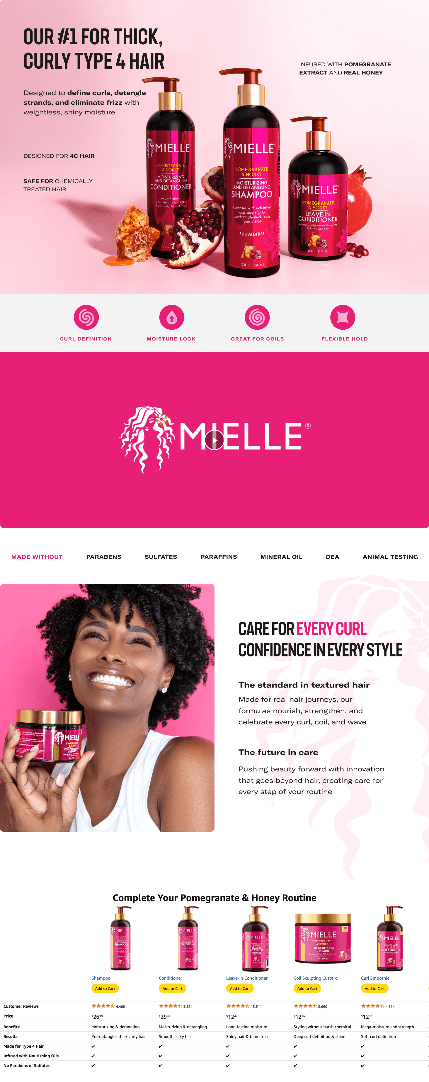 Amazon.com : Mielle Organics Pomegranate & Honey Sculpting Custard: A+ Premium