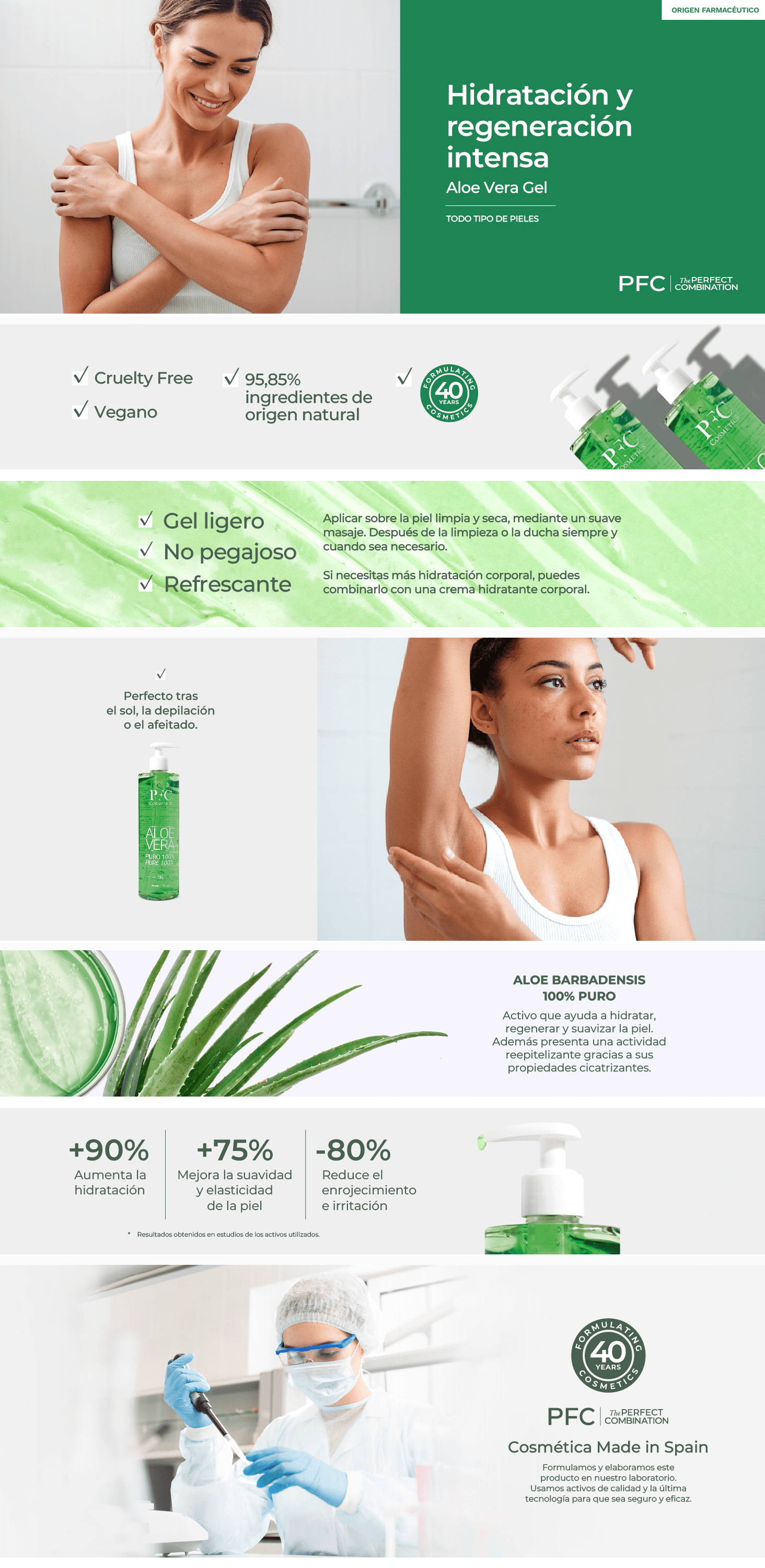 PFC Gel de Aloe Vera Puro 100% 500 ml. Hidratante Facial y Corporal para todo tipo de…: A+ Premium