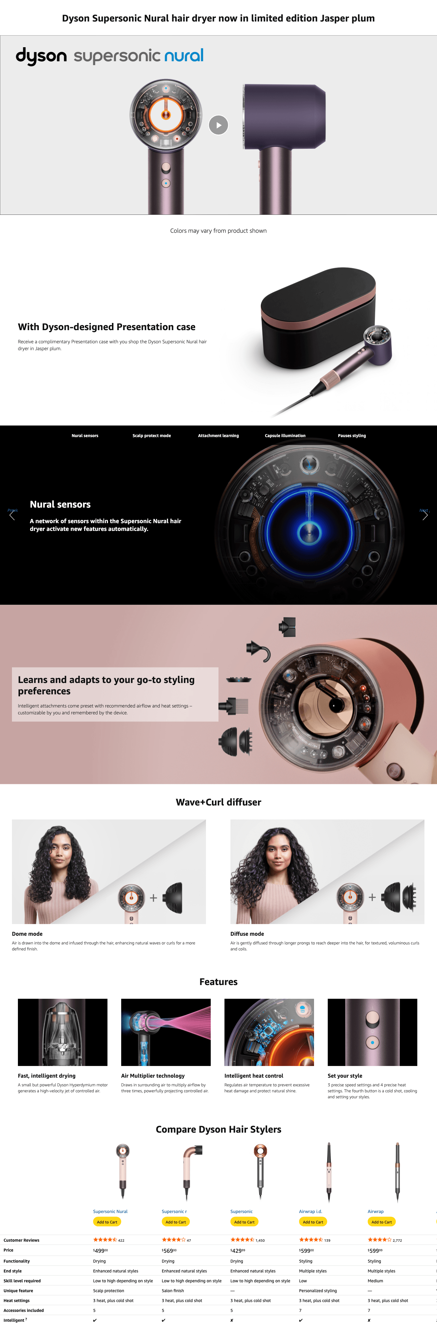 Amazon.com: Limited Edition Dyson Supersonic Nural™ Hair Dryer in Jasper Plum : Beauty &…: A+ Premium
