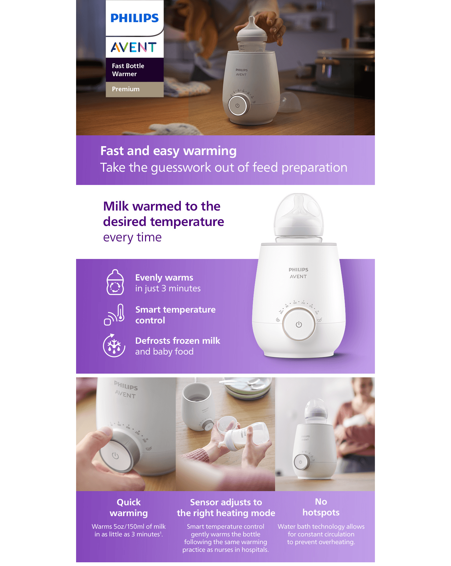 Amazon.com : Philips Avent Premium Fast Bottle Warmer: A+ Premium