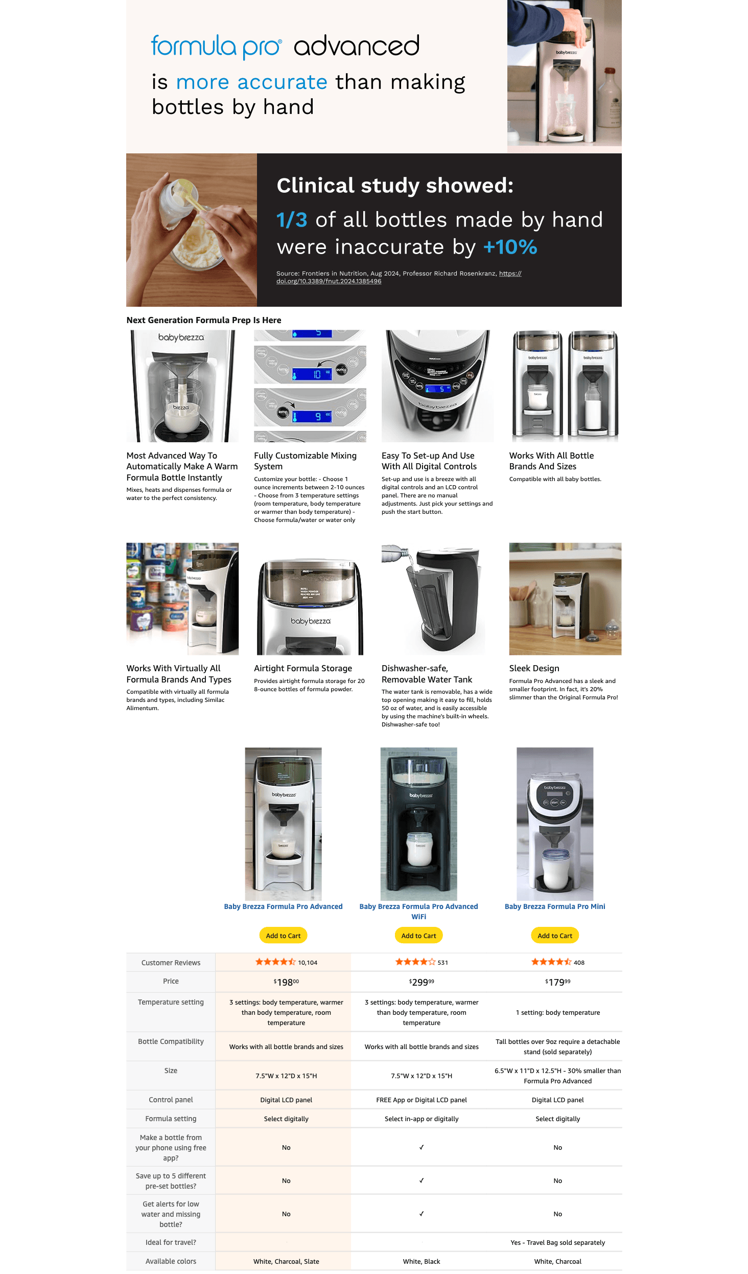Amazon.com : Baby Brezza New and Improved Formula Pro Advanced Formula Dispenser Machine: A+ Premium