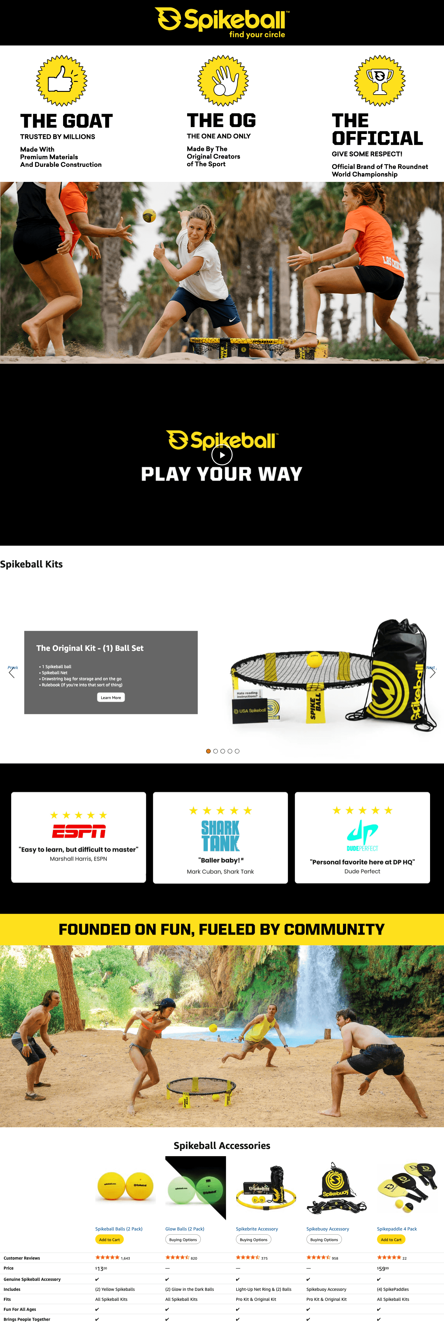 Amazon.com: Spikeball 3-Ball Original Roundnet Game Set: A+ Premium