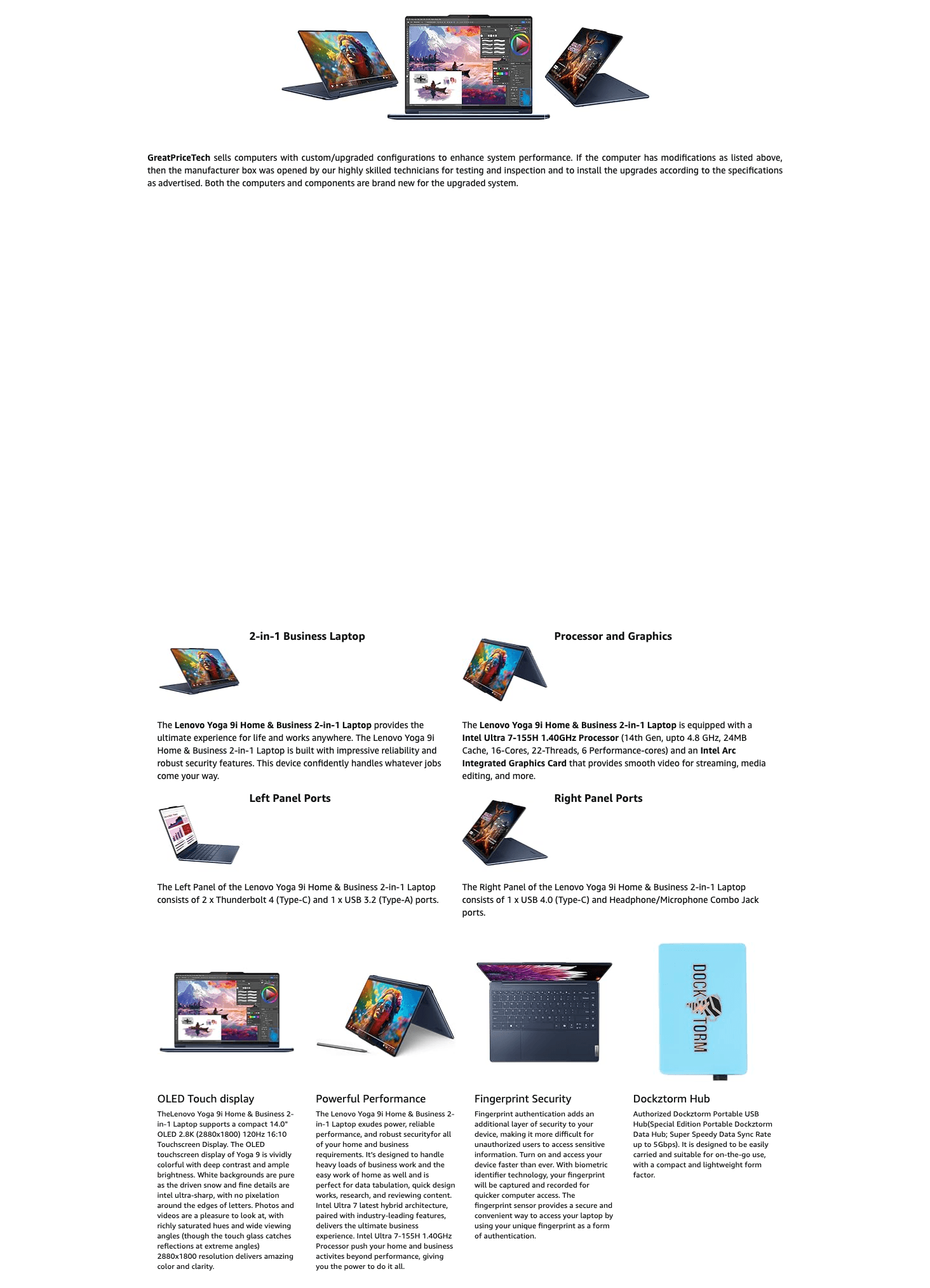 Amazon.com: Lenovo Yoga 9i AI Powered 2-in-1 Laptop 14.0" 120 Hz Touchscreen OLED 2.8K…: A+ Premium