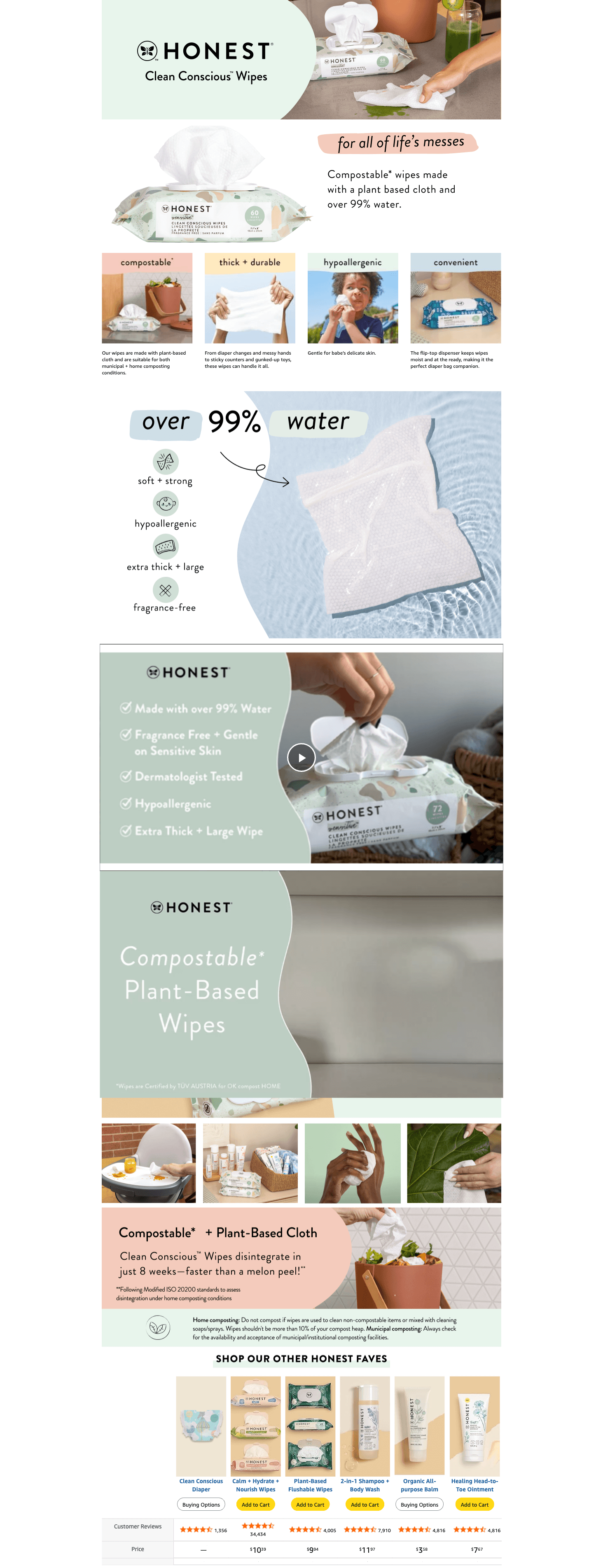 A+ Premium for Amazon.com: The Honest Company Clean Conscious Multi-Use Wipes