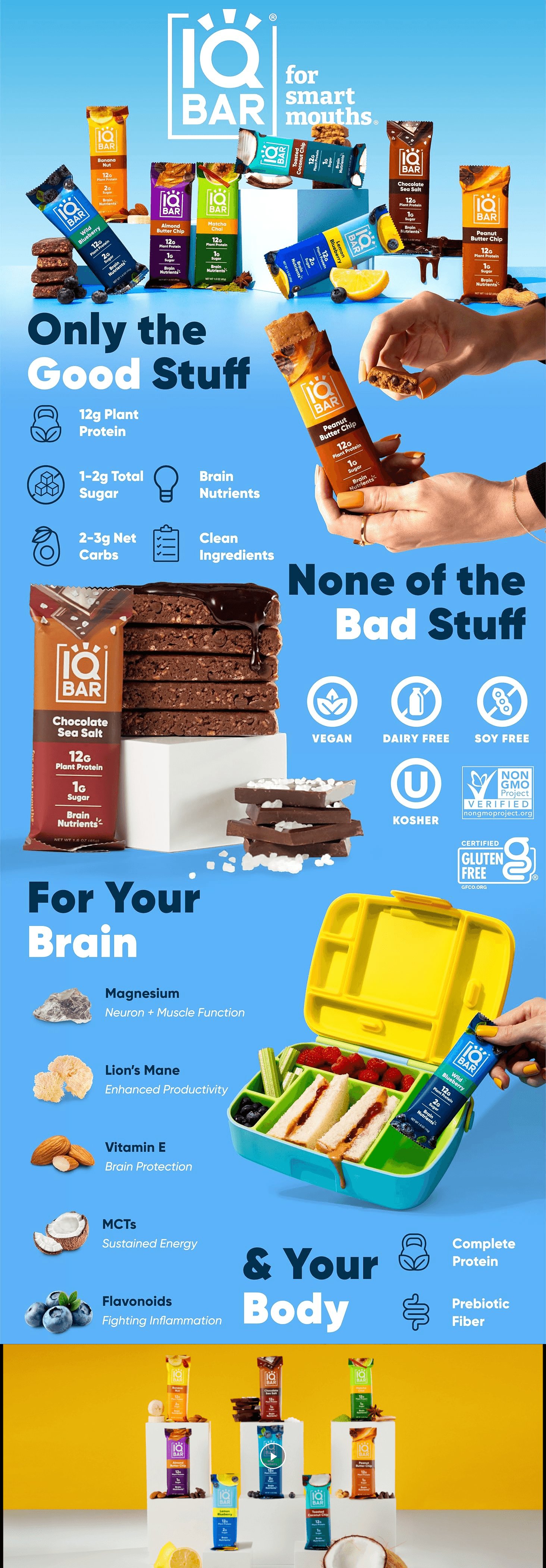 Amazon.com: IQBAR Brain and Body Plant Protein Bars: A+ Premium