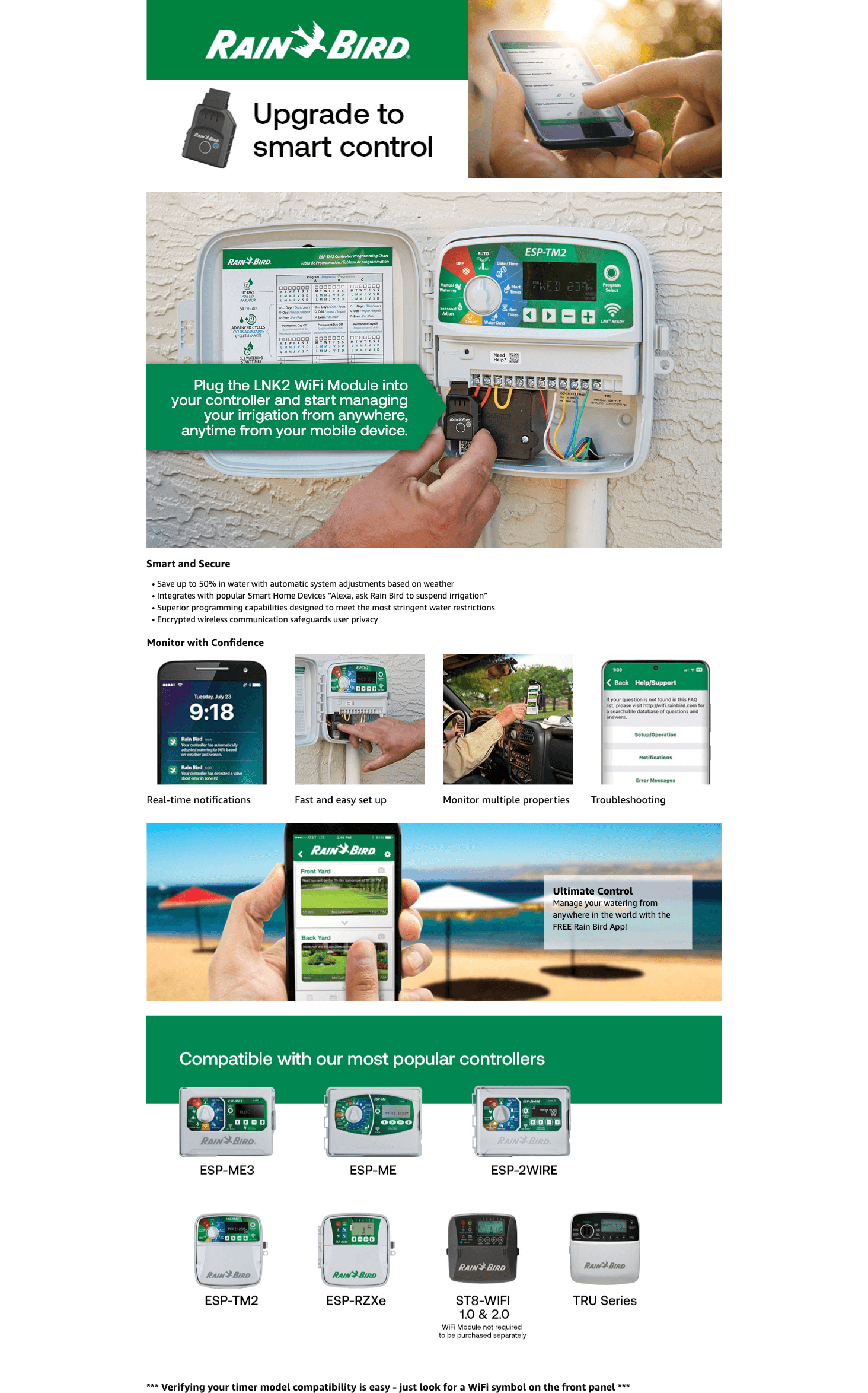 Amazon.com : Rain Bird LNK2 Smart WiFi Module (2nd Generation): A+ Premium