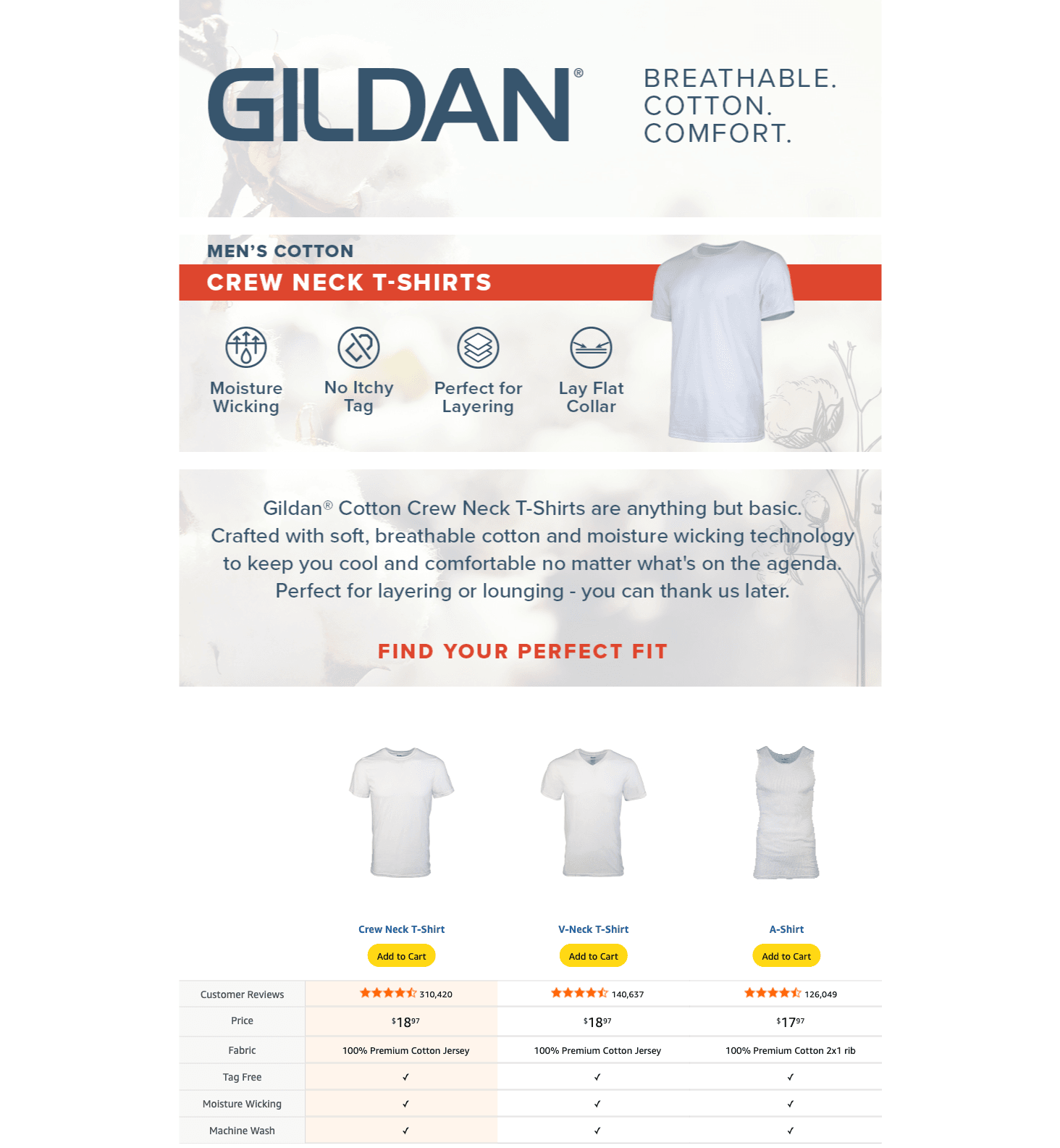 Gildan Men's Crew T-Shirts: A+ Premium
