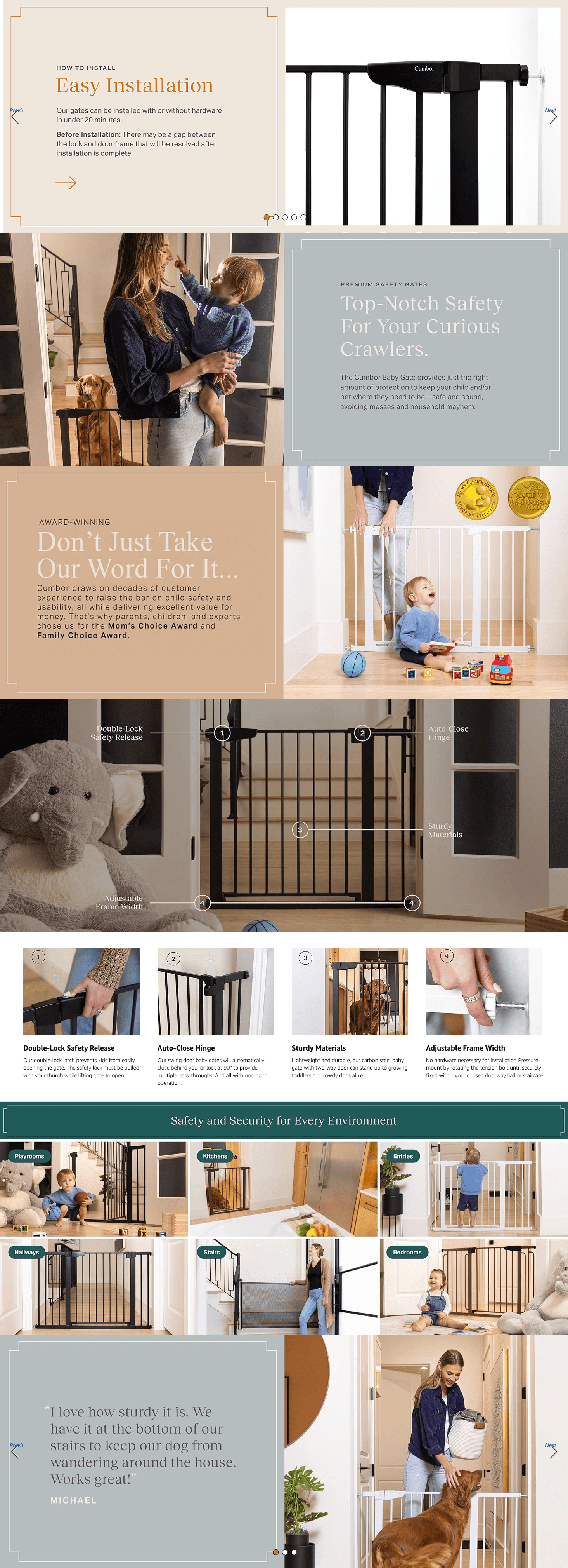 Amazon.com: Cumbor 29.7-46" Baby Gate for Stairs: A+ Premium