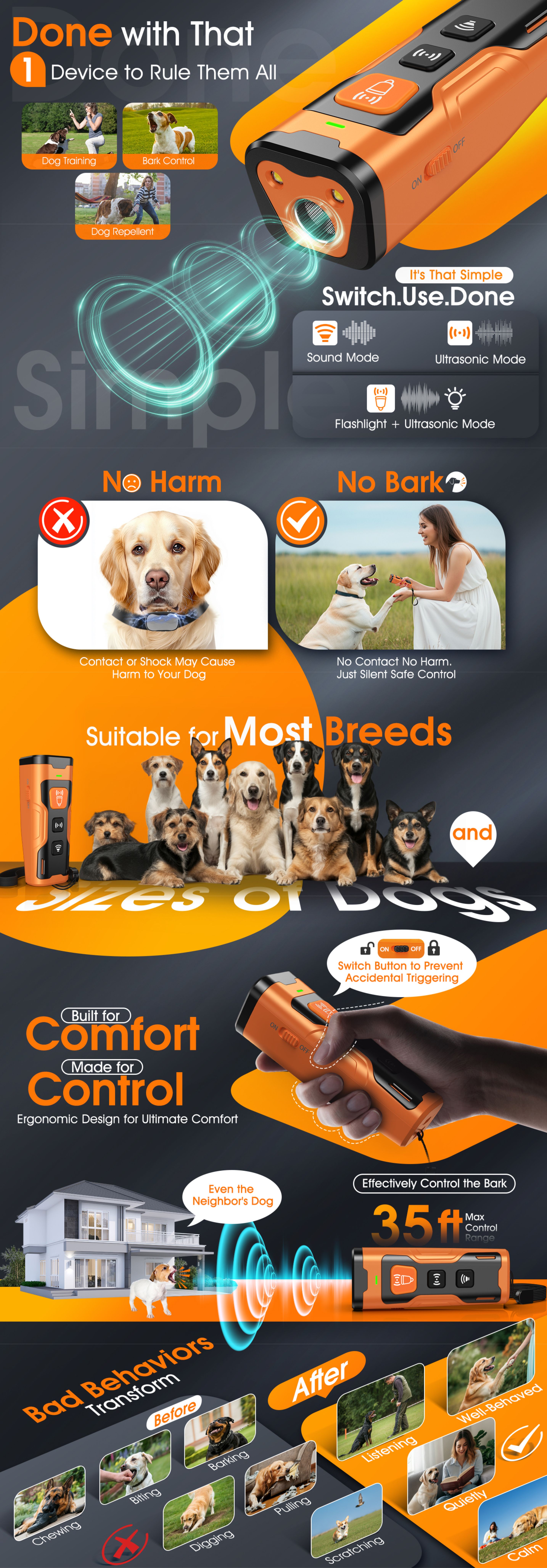 Amazon.com : Dog Bark Deterrent Devices for Own or Neighbor's Dog Ultrasonic Dog…: A+ Premium