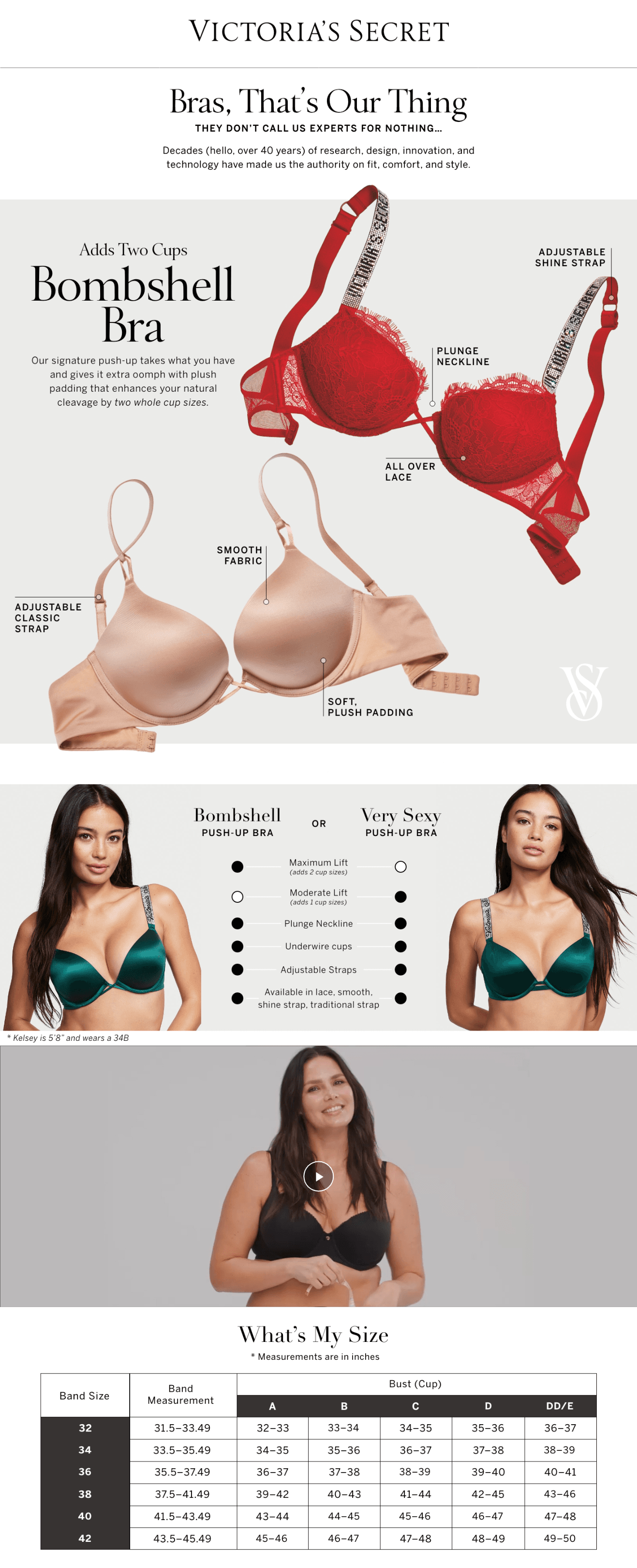 Victoria's Secret Women's Very Sexy Bombshell Adds-2-Cups Push Up Bra: A+ Premium