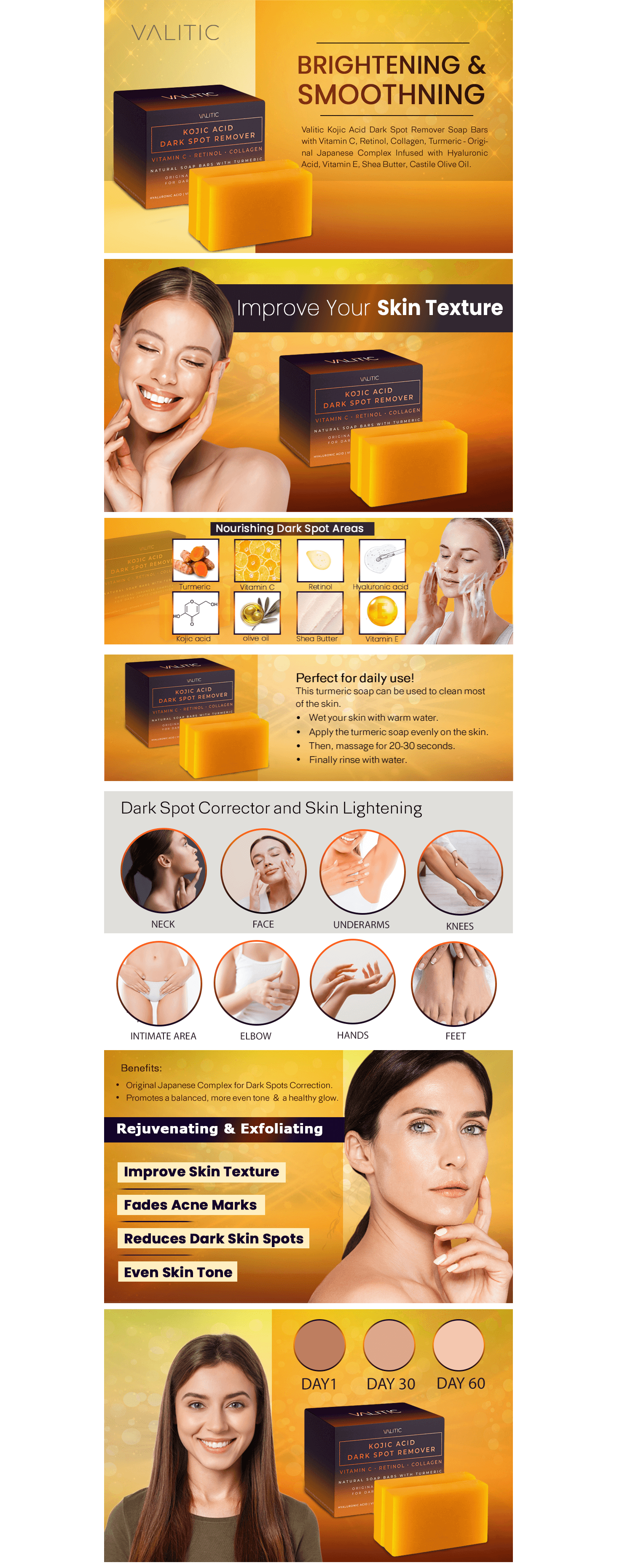 A+ Premium for Amazon.com : VALITIC Kojic Acid Dark Spot Remover Soap Bars with Vitamin C