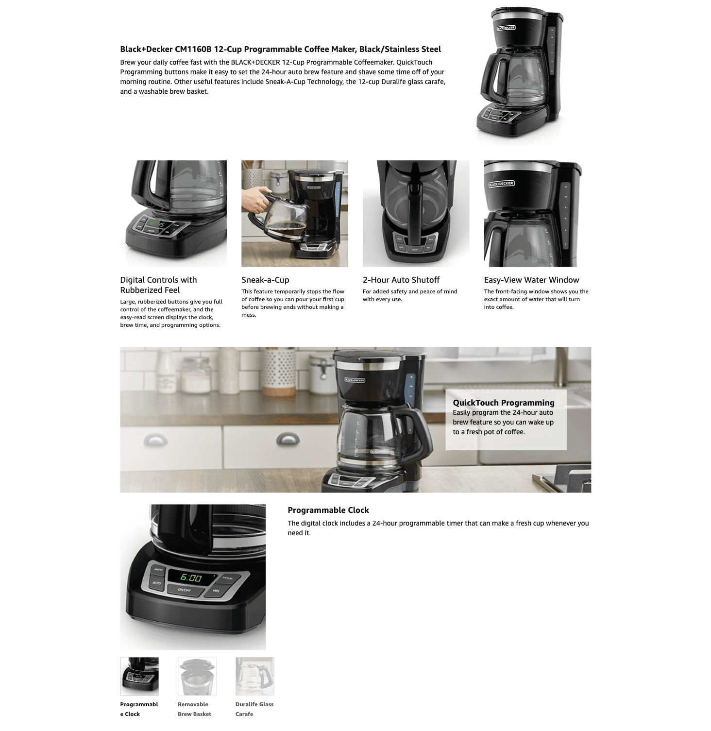 Amazon.com: BLACK+DECKER 12-Cup Digital Coffee Maker: A+ Premium