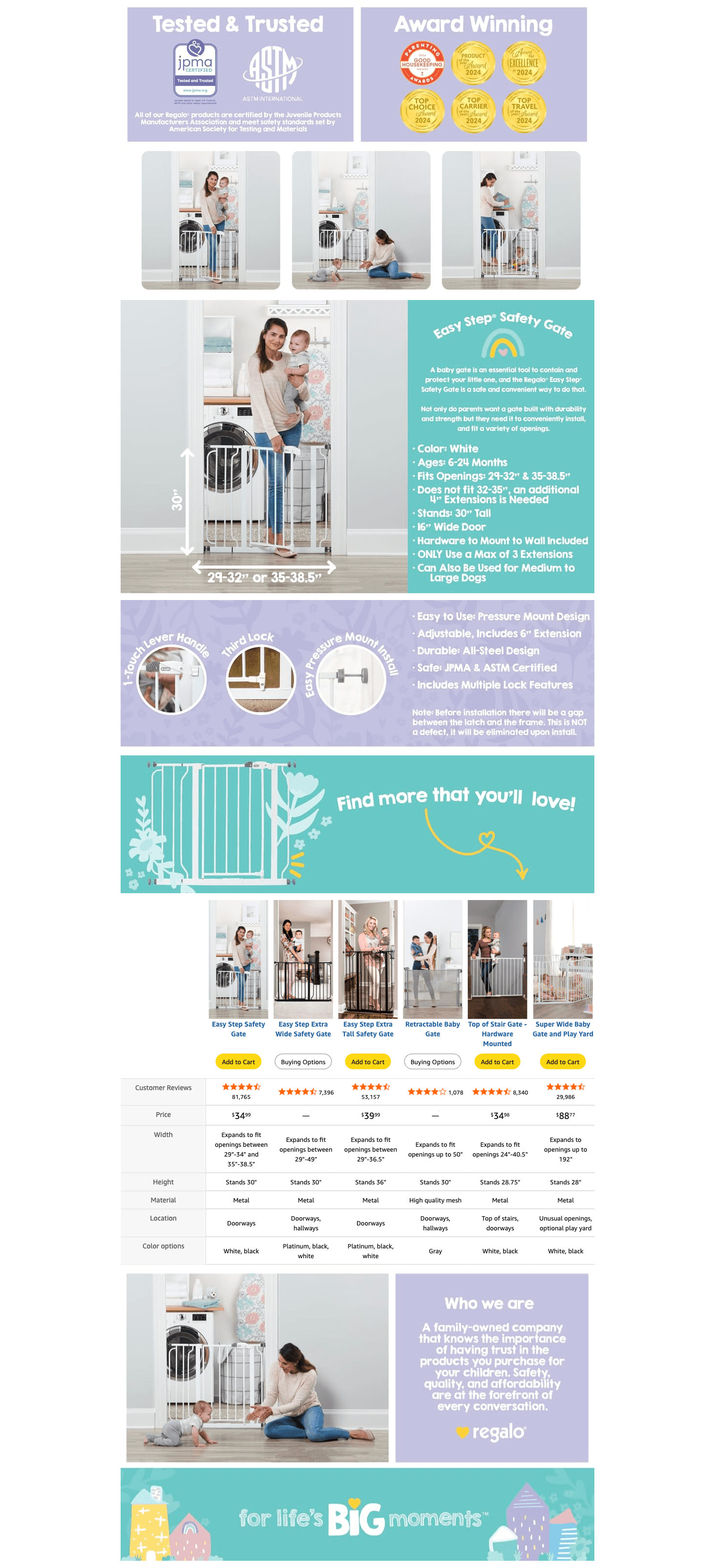 Amazon.com: Regalo Easy Step 38.5-Inch Wide Walk Thru Baby Gate: A+ Premium