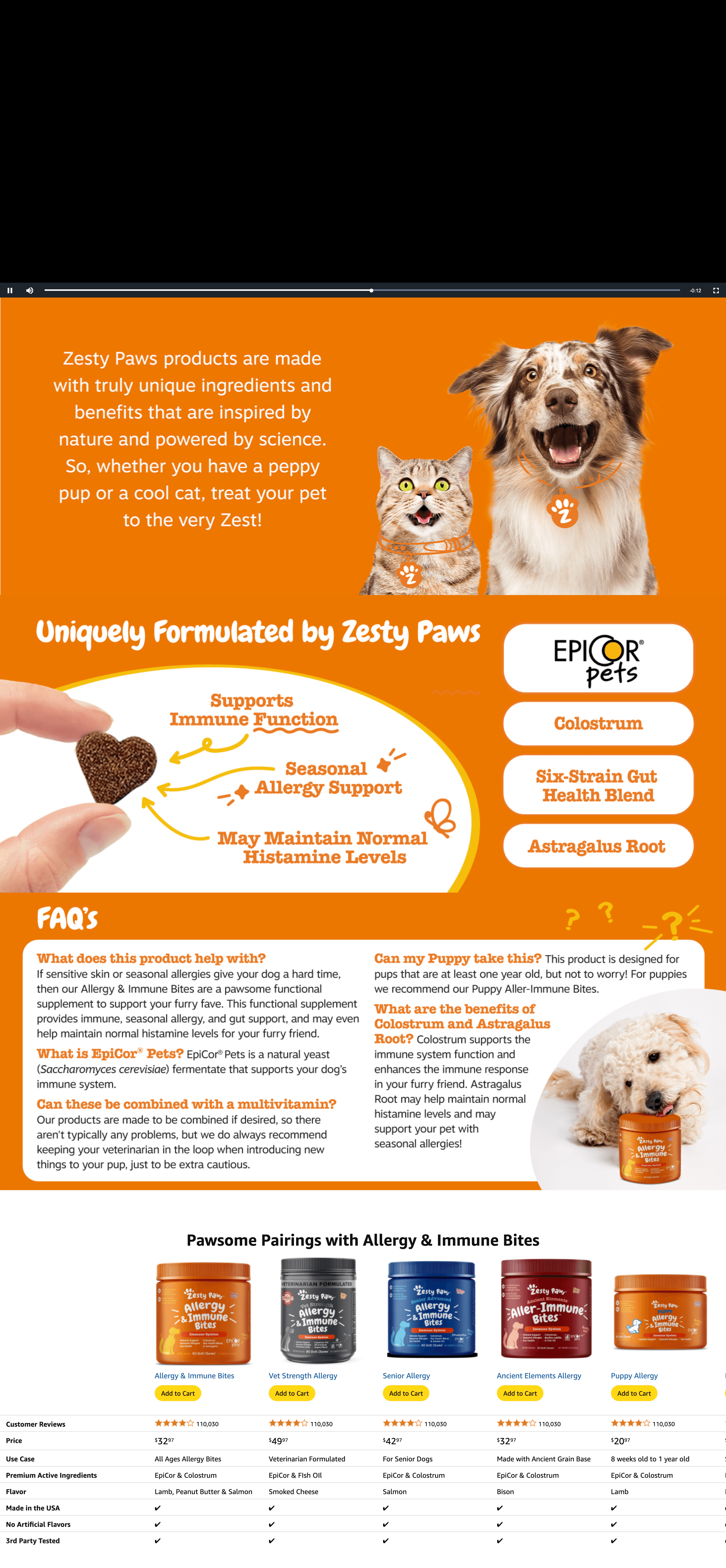 A+ Premium for Amazon.com : Zesty Paws Dog Allergy Relief- Dog Itching Skin Relief- Dog Probiotics for…