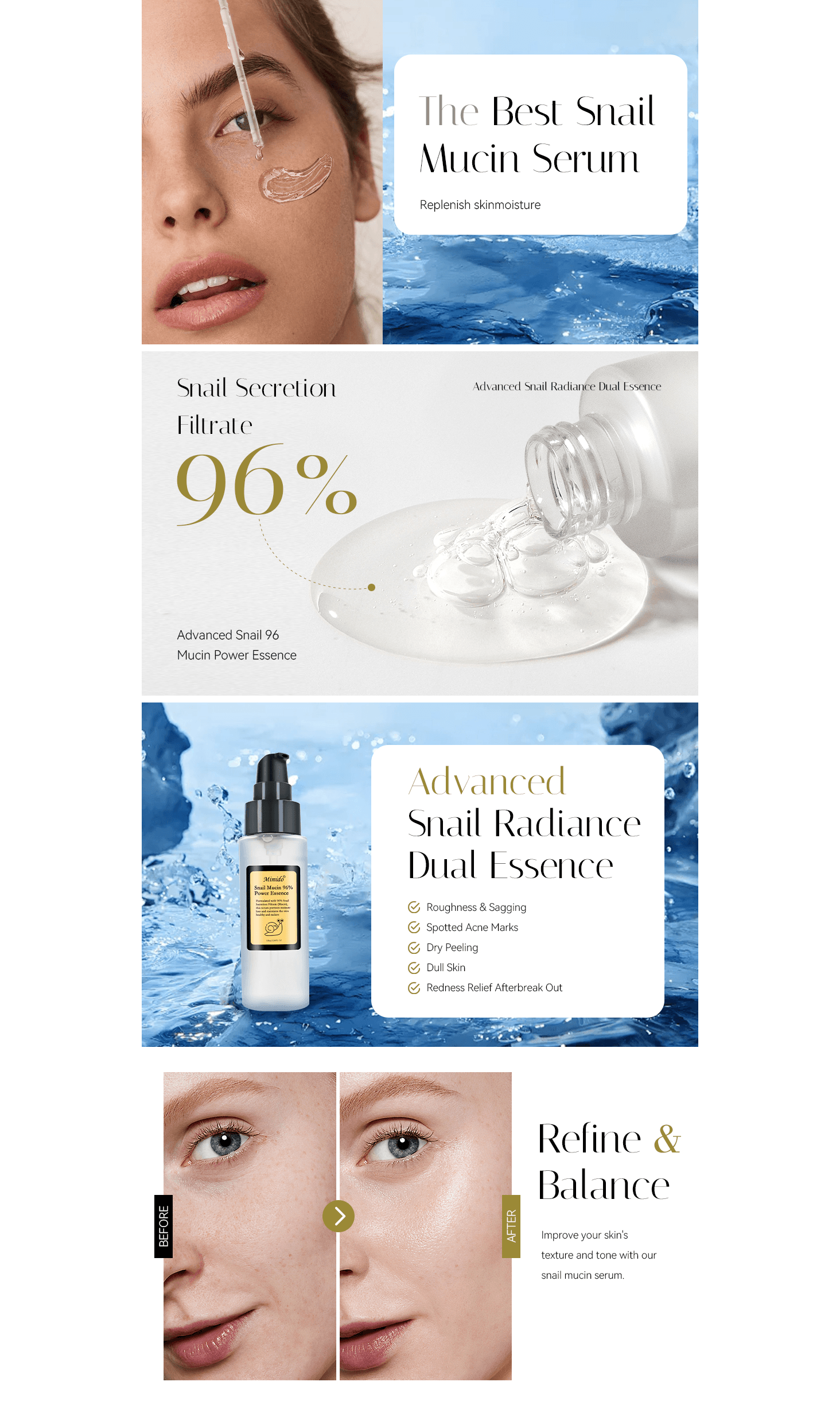 A+ Premium for Amazon.com: Snail Mucin Serum 96% Snail Secretion Filtrate