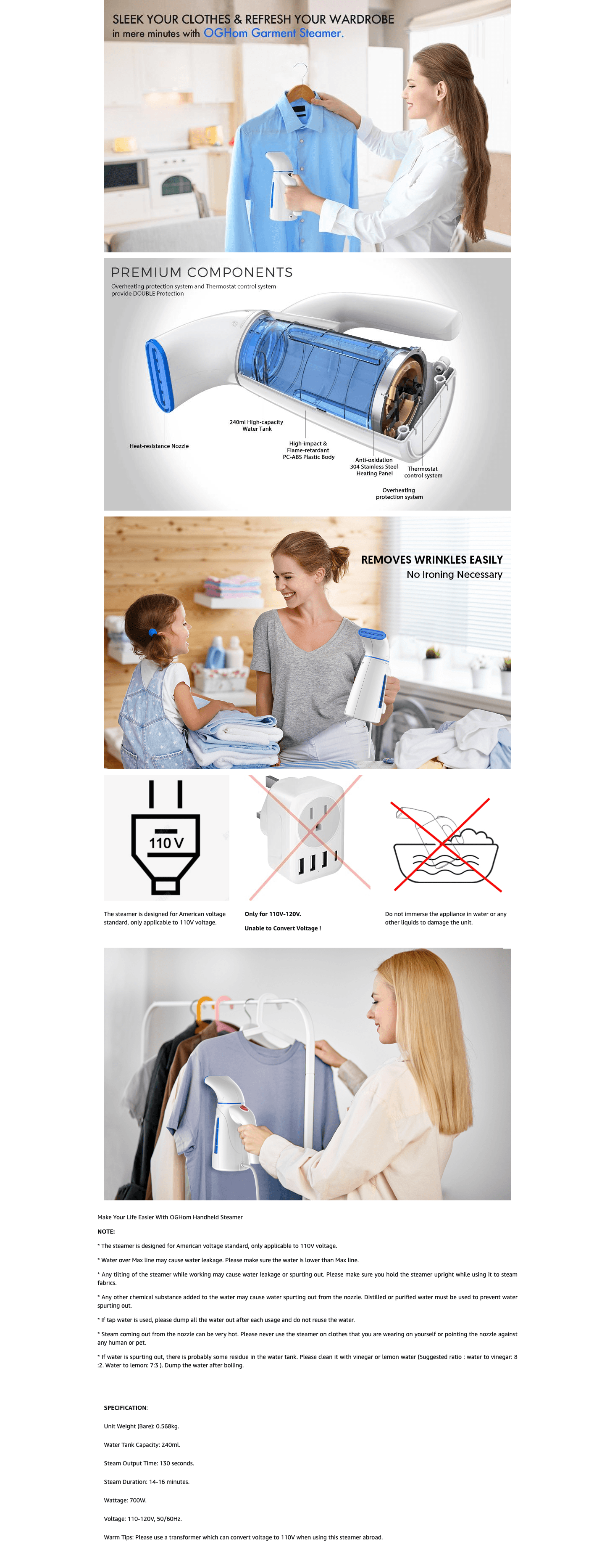 Amazon.com: OGHom Steamer for Clothes: A+ Premium