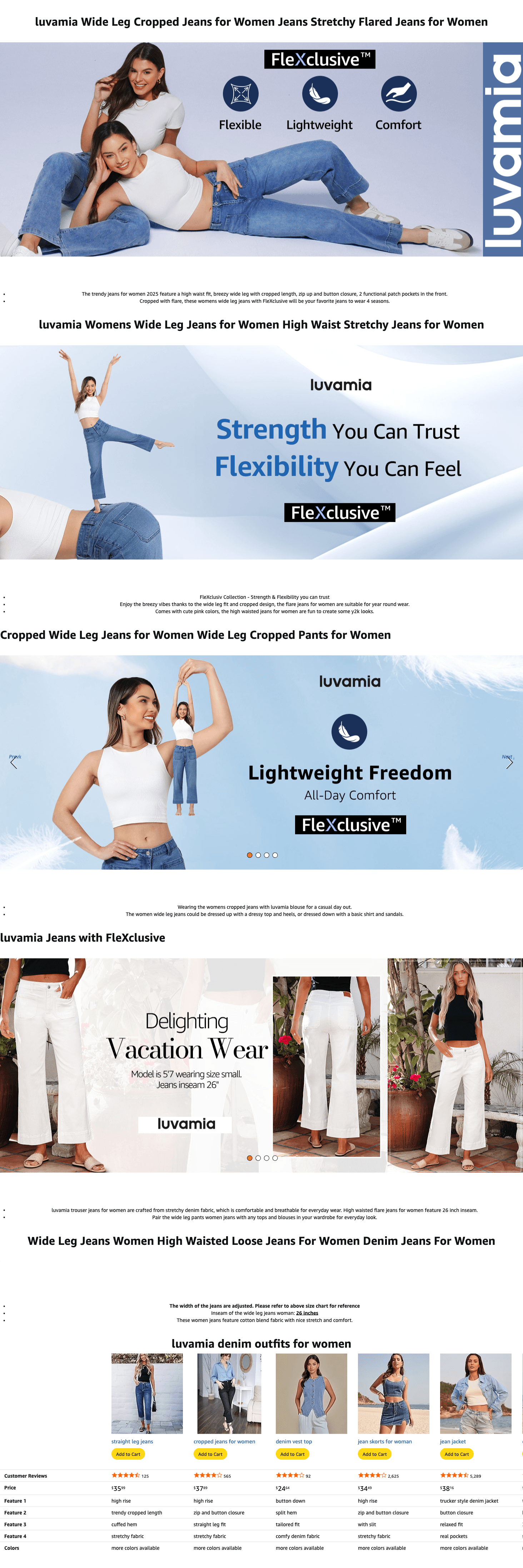 luvamia Wide Leg Jeans for Women Trendy High Waisted Flare Jeans Cropped Denim Pants…: A+ Premium