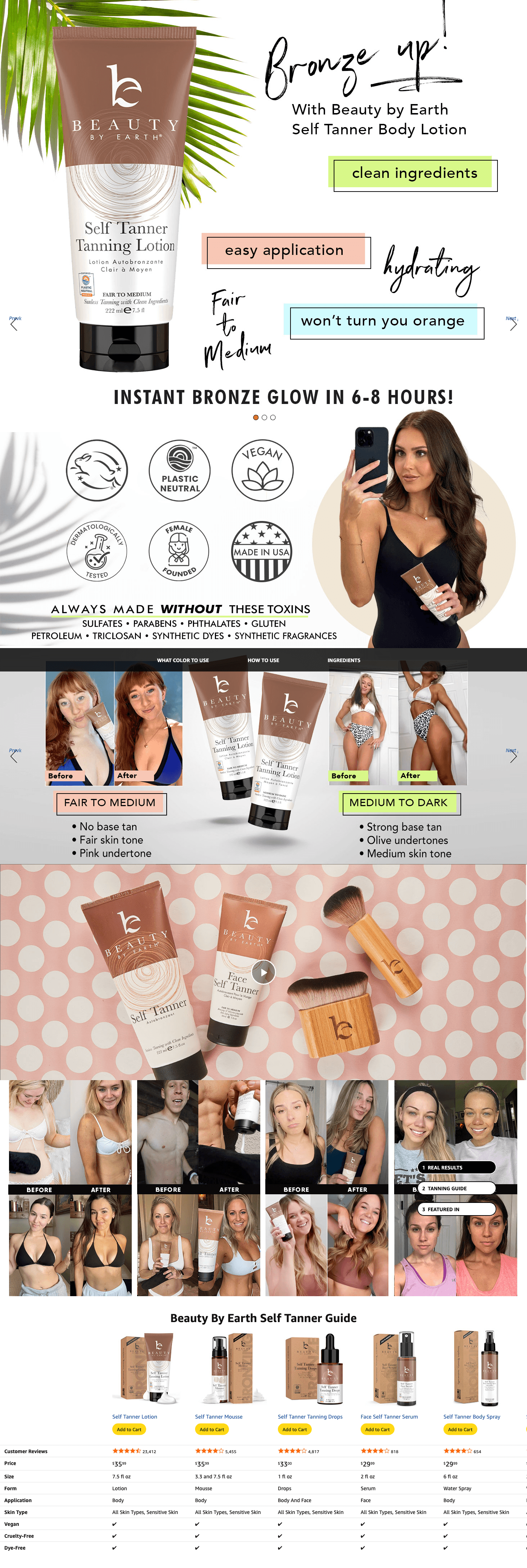 Amazon.com: Beauty by Earth Self Tanner: A+ Premium