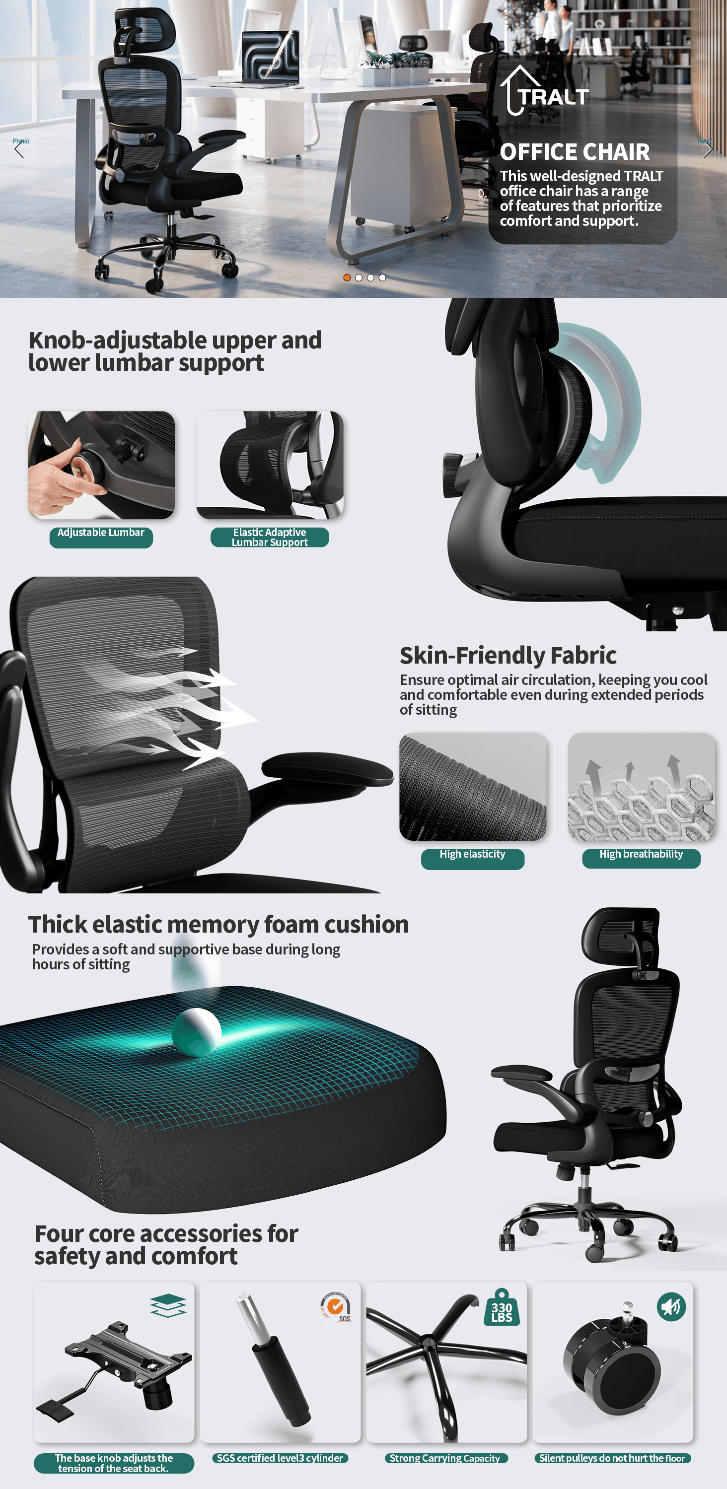 Amazon.com: TRALT Office Chair Ergonomic Desk Chair: A+ Premium