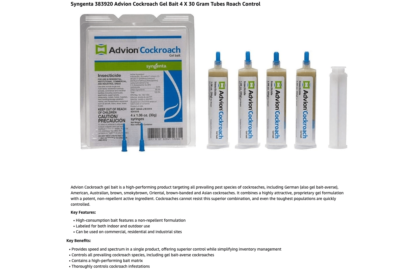 Amazon.com : Advion Cockroach Gel Bait: A+ Premium
