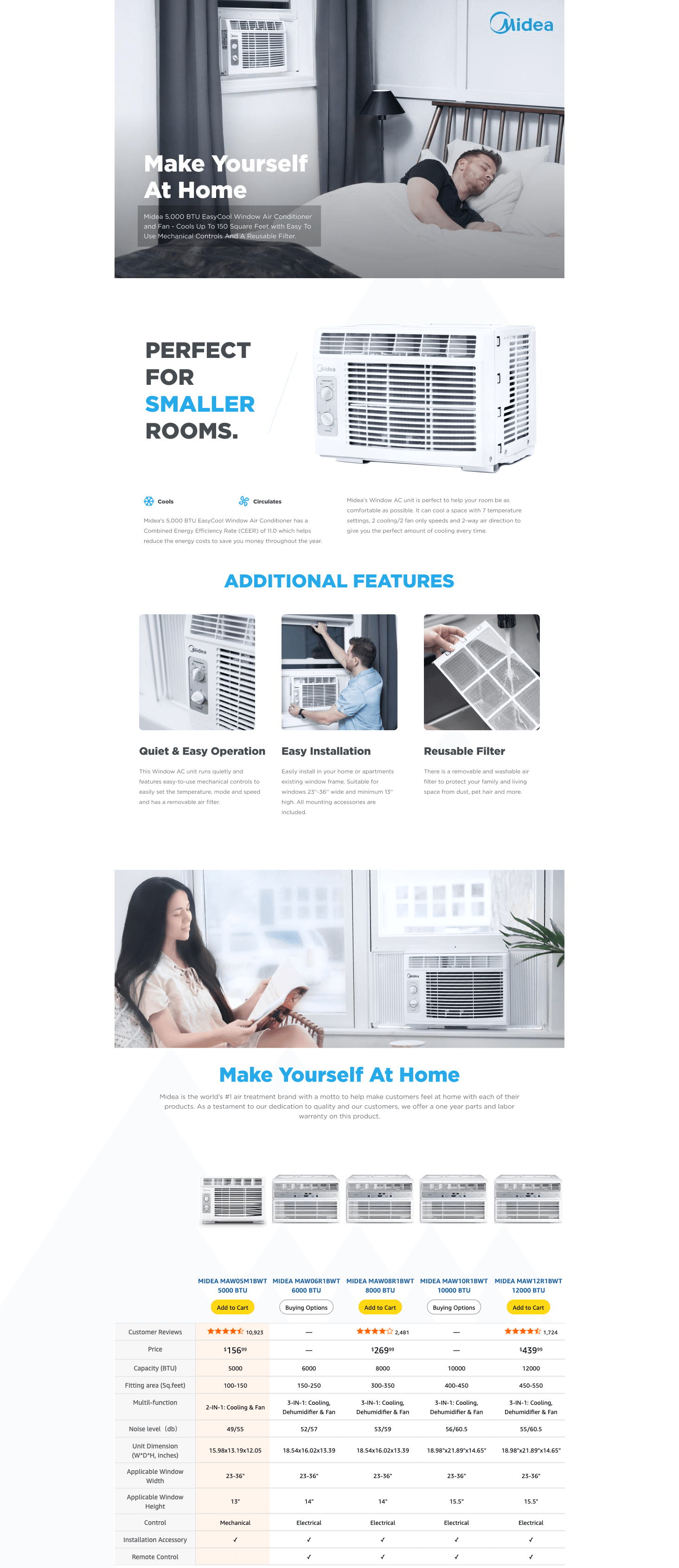 Amazon.com: Midea 5,000 BTU EasyCool Small Window Air Conditioner: A+ Premium