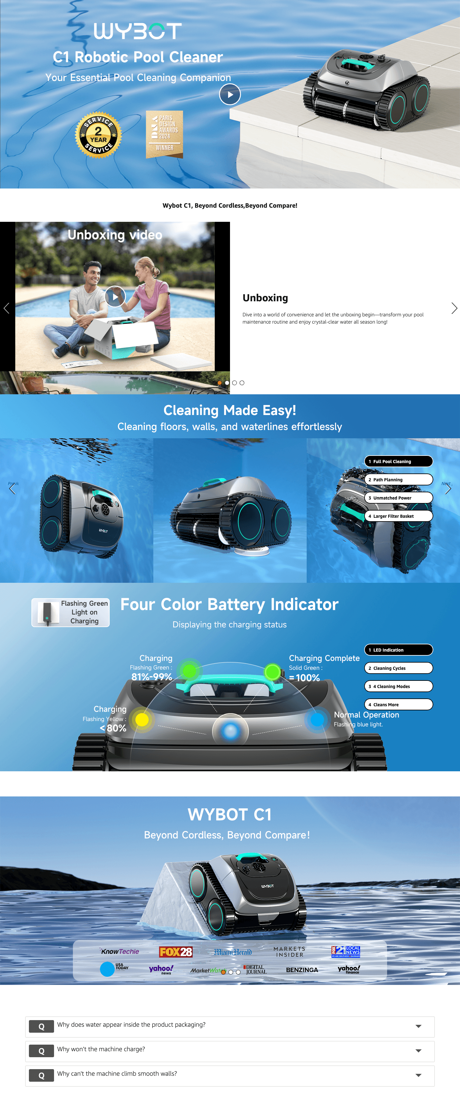 Amazon.com : (2025 Upgrade) WYBOT C1 Pool Robot Vacuum for Inground Pools: A+ Premium