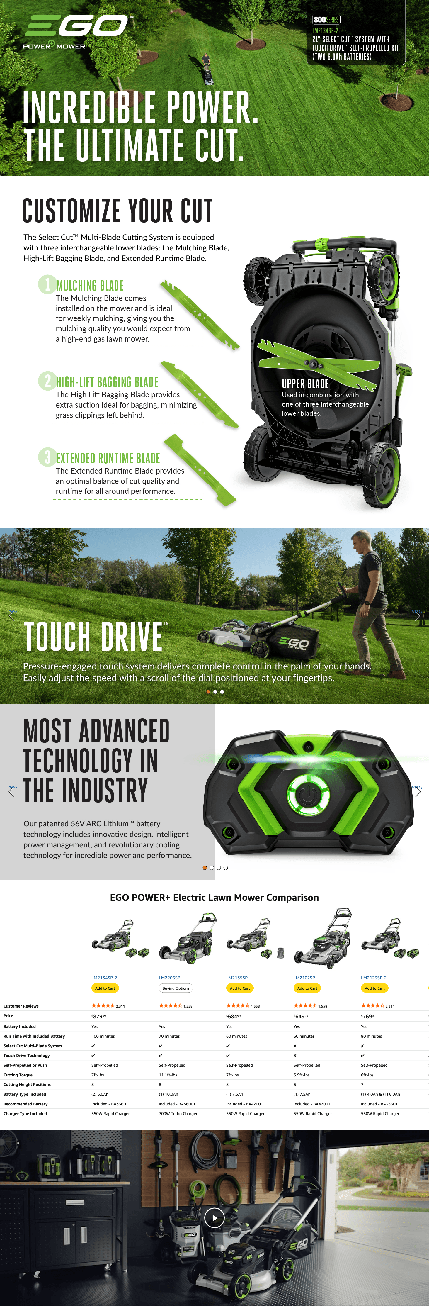 Amazon.com: EGO POWER+ Electric Lawn Mower: A+ Premium